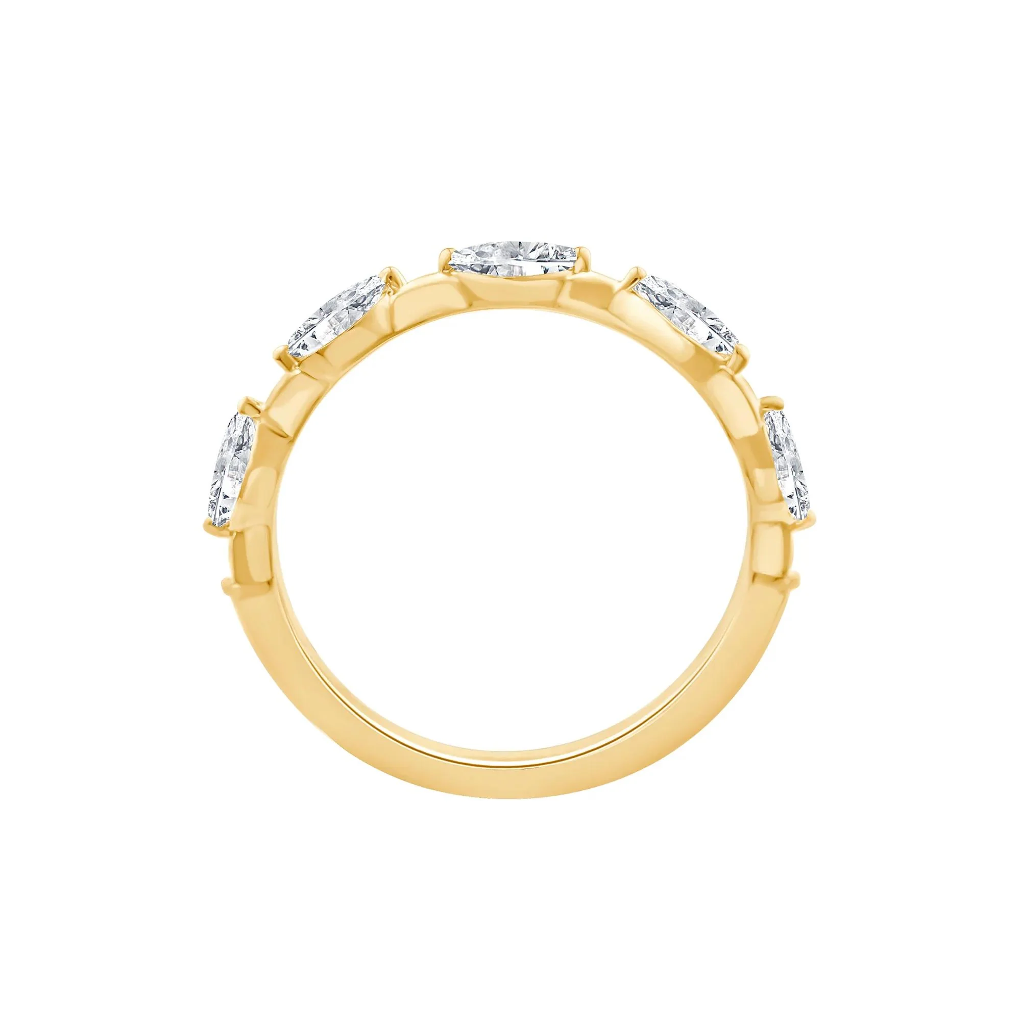 1/2 CT. Tw. Lab Grown Diamond Marquise Stack Ring 10K Yellow Gold Size 8.5 - Image 2