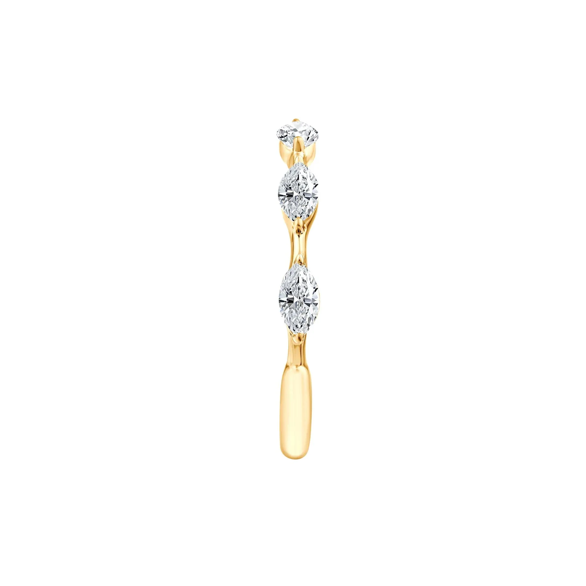 1/2 CT. Tw. Lab Grown Diamond Marquise Stack Ring 10K Yellow Gold Size 8.5 - Image 3