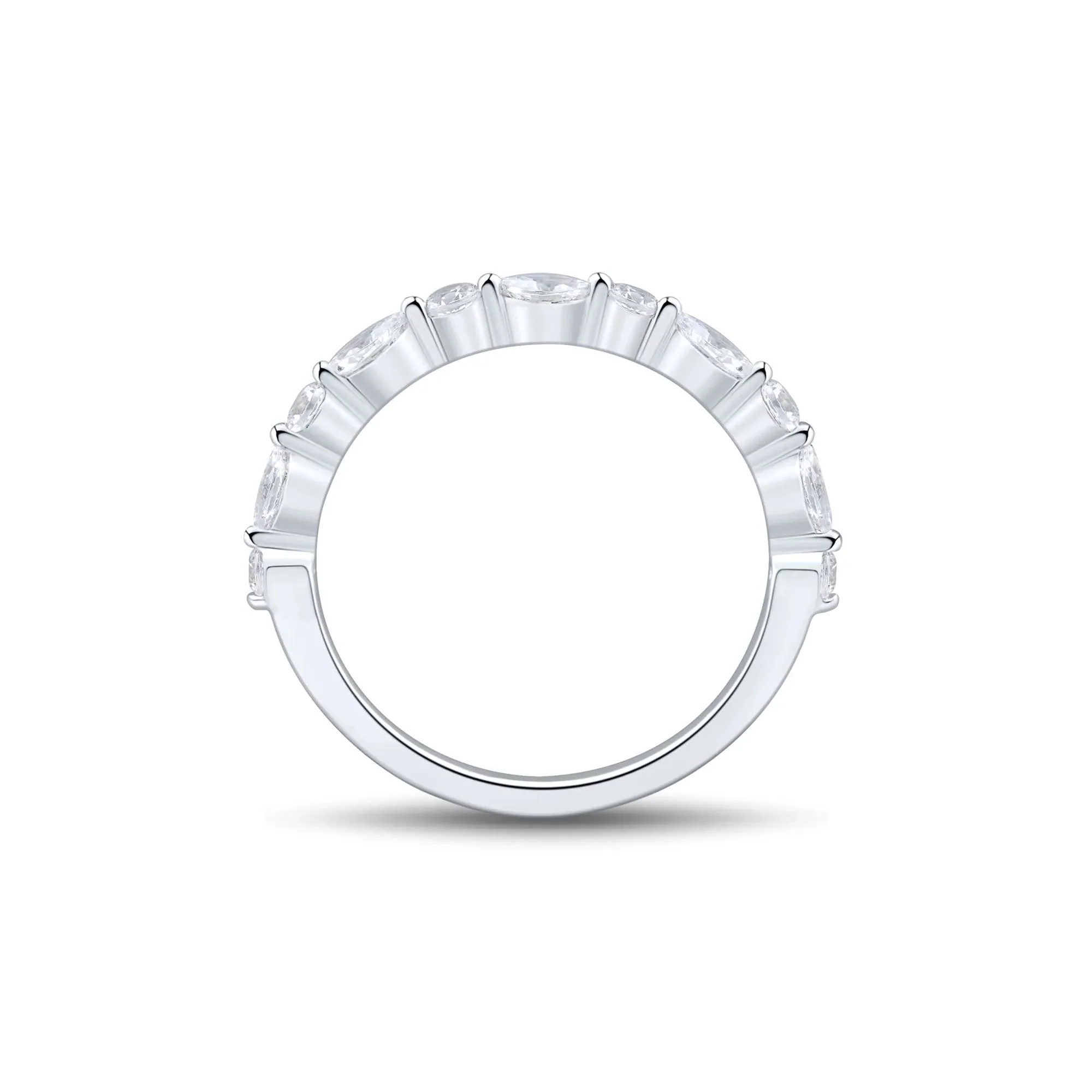 1/2 CT. Tw. Lab Grown Marquise and Round Diamond Band Ring 10K White Gold Size 9 1mm - Image 2