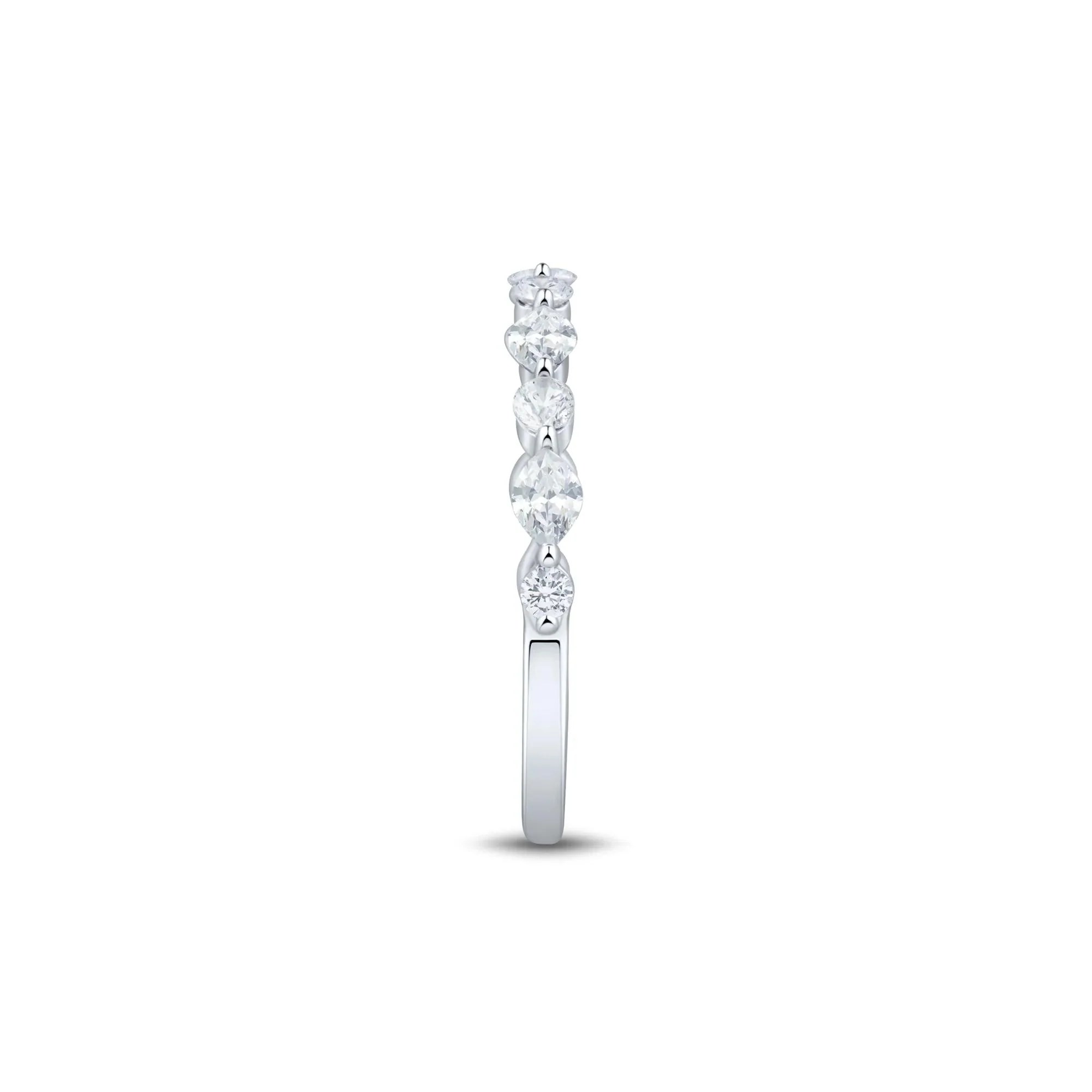 1/2 CT. Tw. Lab Grown Marquise and Round Diamond Band Ring 10K White Gold Size 9 1mm - Image 3