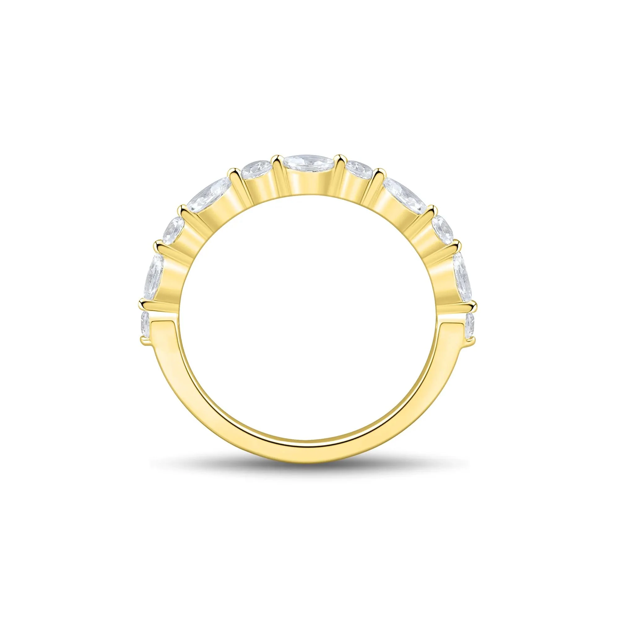 1/2 CT. Tw. Lab Grown Diamond Wedding Band Ring 10K Yellow Gold Round Brilliant Cut Size 6 1mm - Image 3