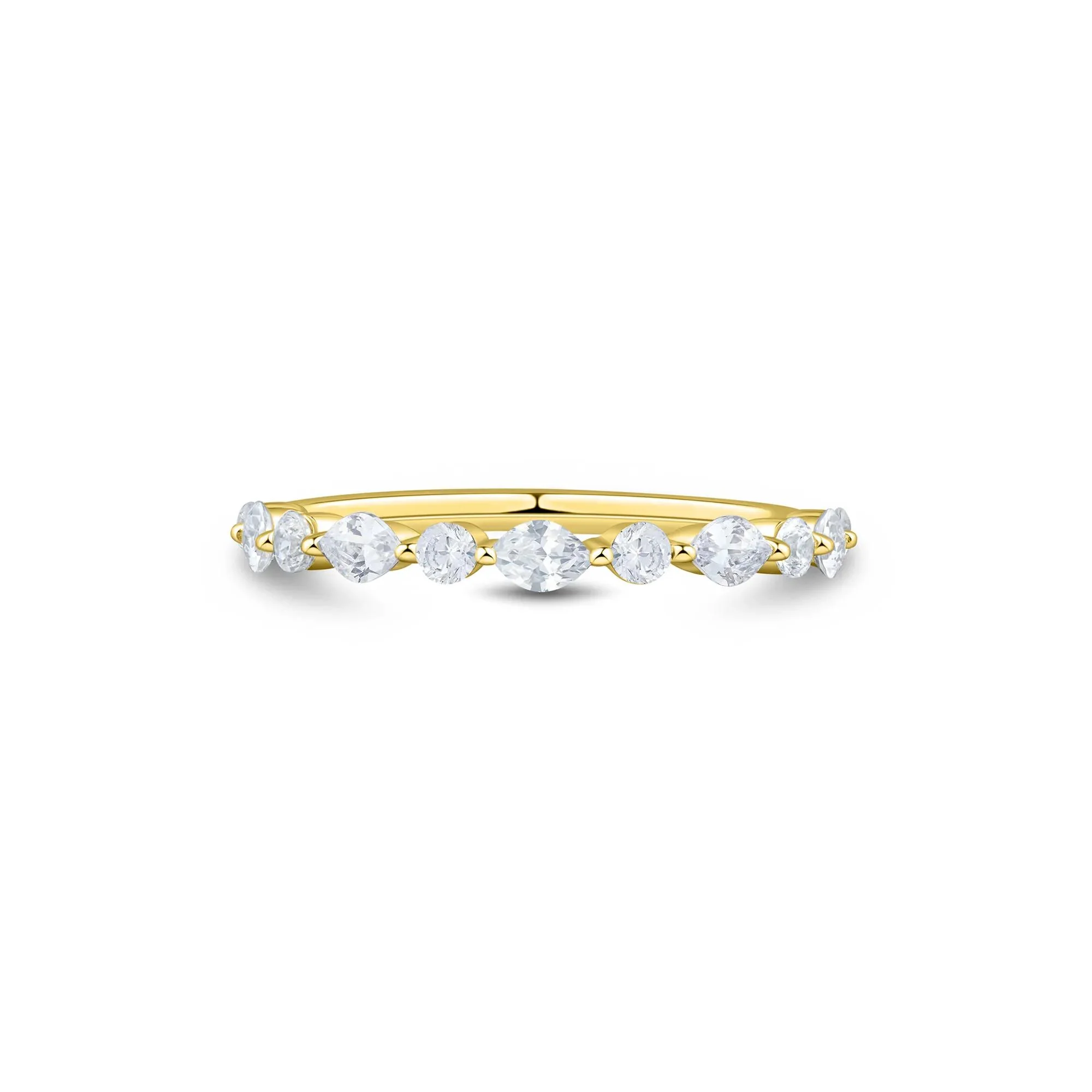 1/2 CT. Tw. Lab Grown Diamond Wedding Band Ring 10K Yellow Gold Round Brilliant Cut Size 7 1mm