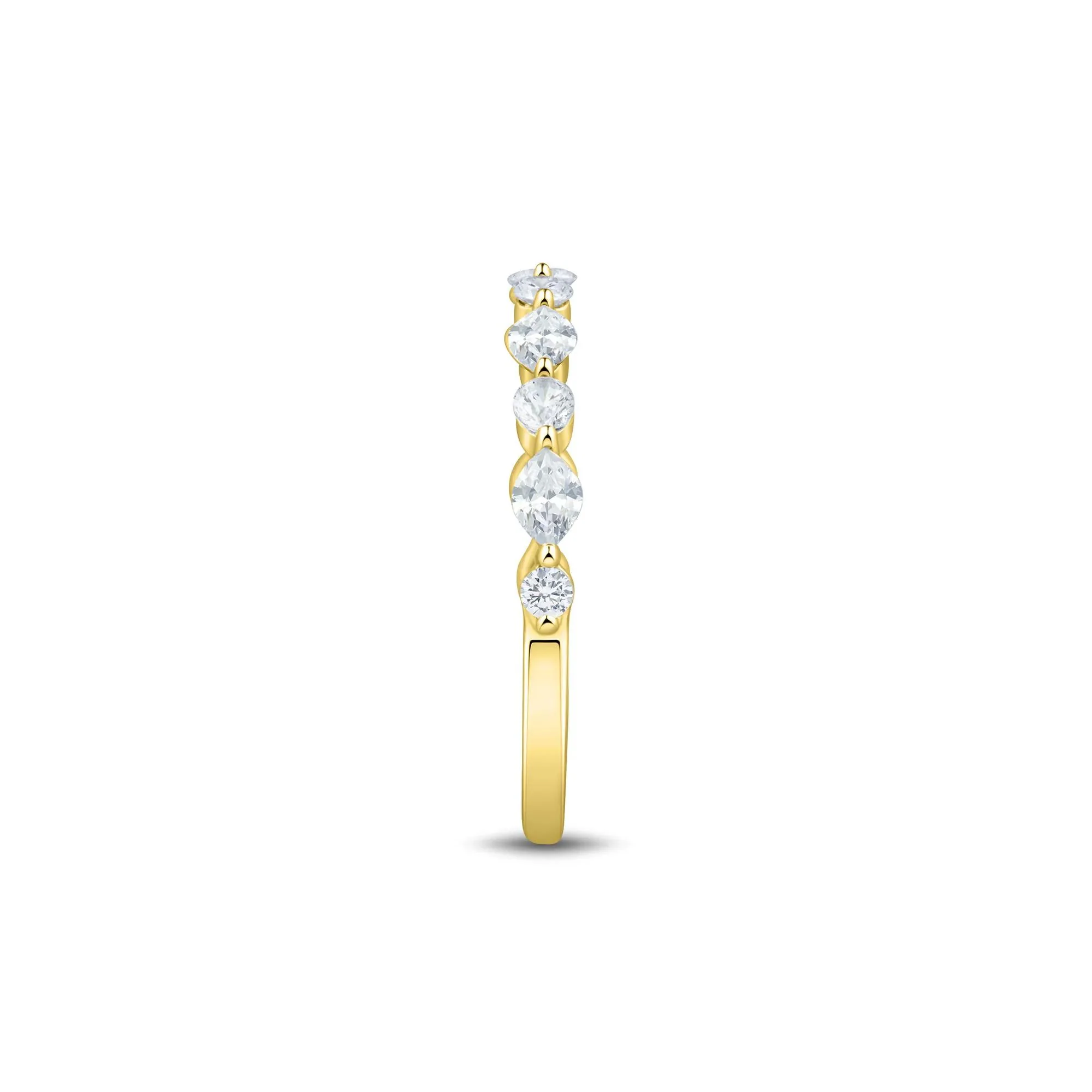 1/2 CT. Tw. Lab Grown Diamond Wedding Band Ring 10K Yellow Gold Round Brilliant Cut Size 8 1mm - Image 2