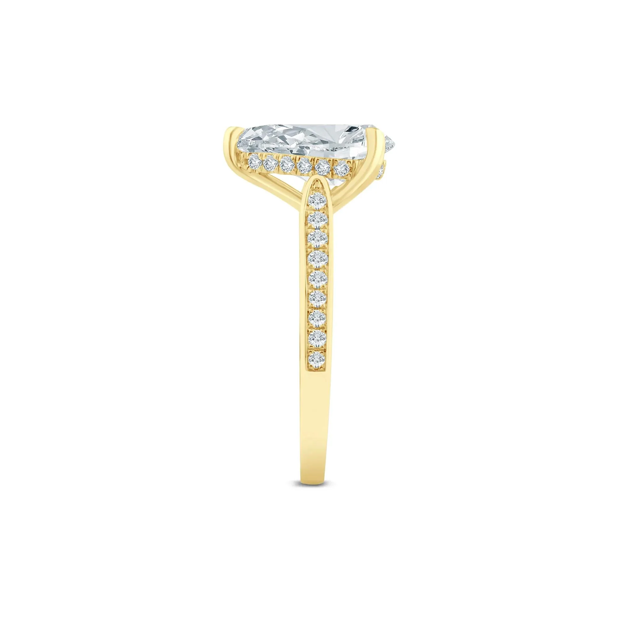 7/8 CT. Tw. Lab Grown Diamond Pear-Shaped Engagement Ring 14K Yellow Gold (2-) Round Brilliant Cut Size 7 1.5mm - Image 3