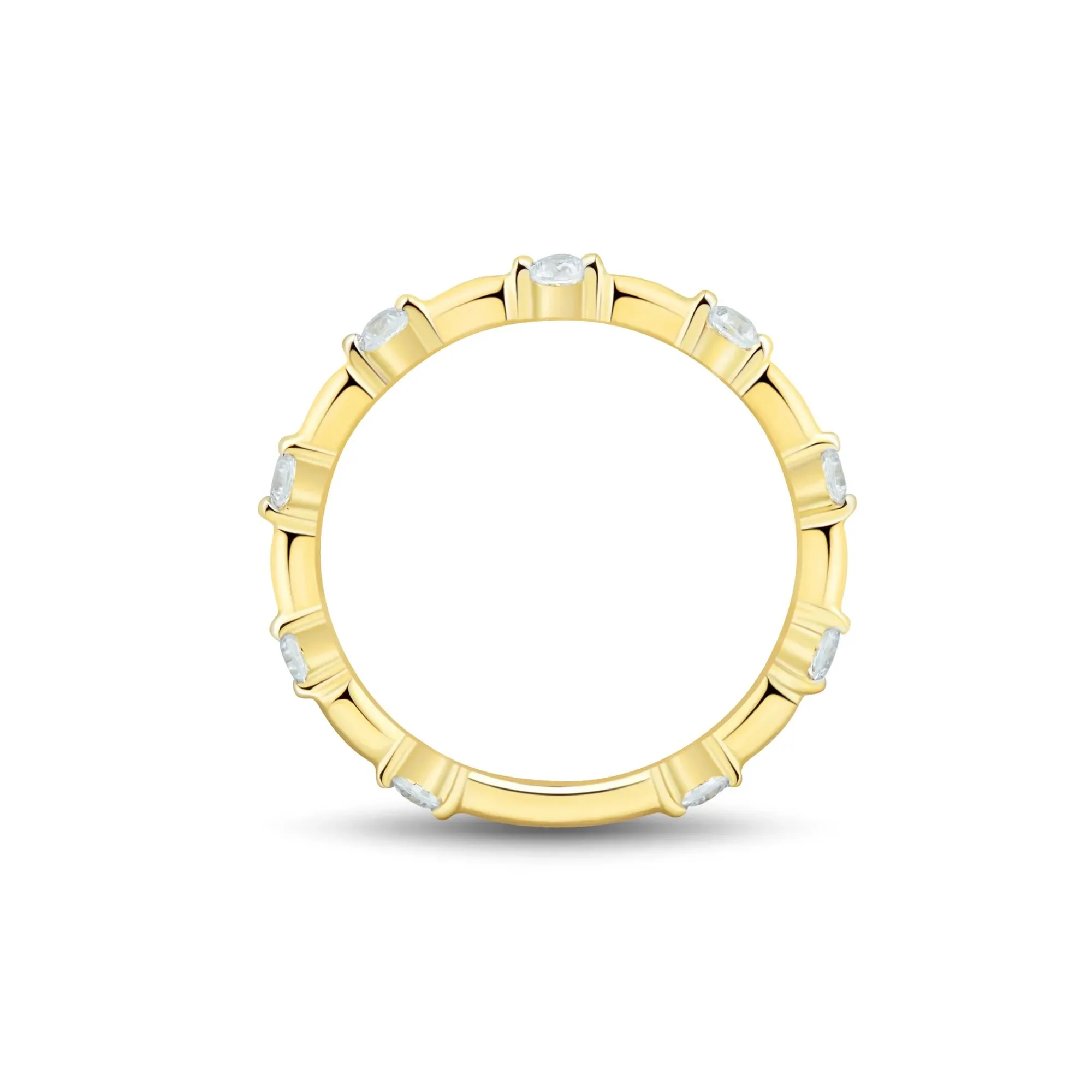 1/3 CT. Tw. Lab Grown Diamond Bamboo Band Ring 10K Yellow Gold Size 6 1.5mm - Image 2