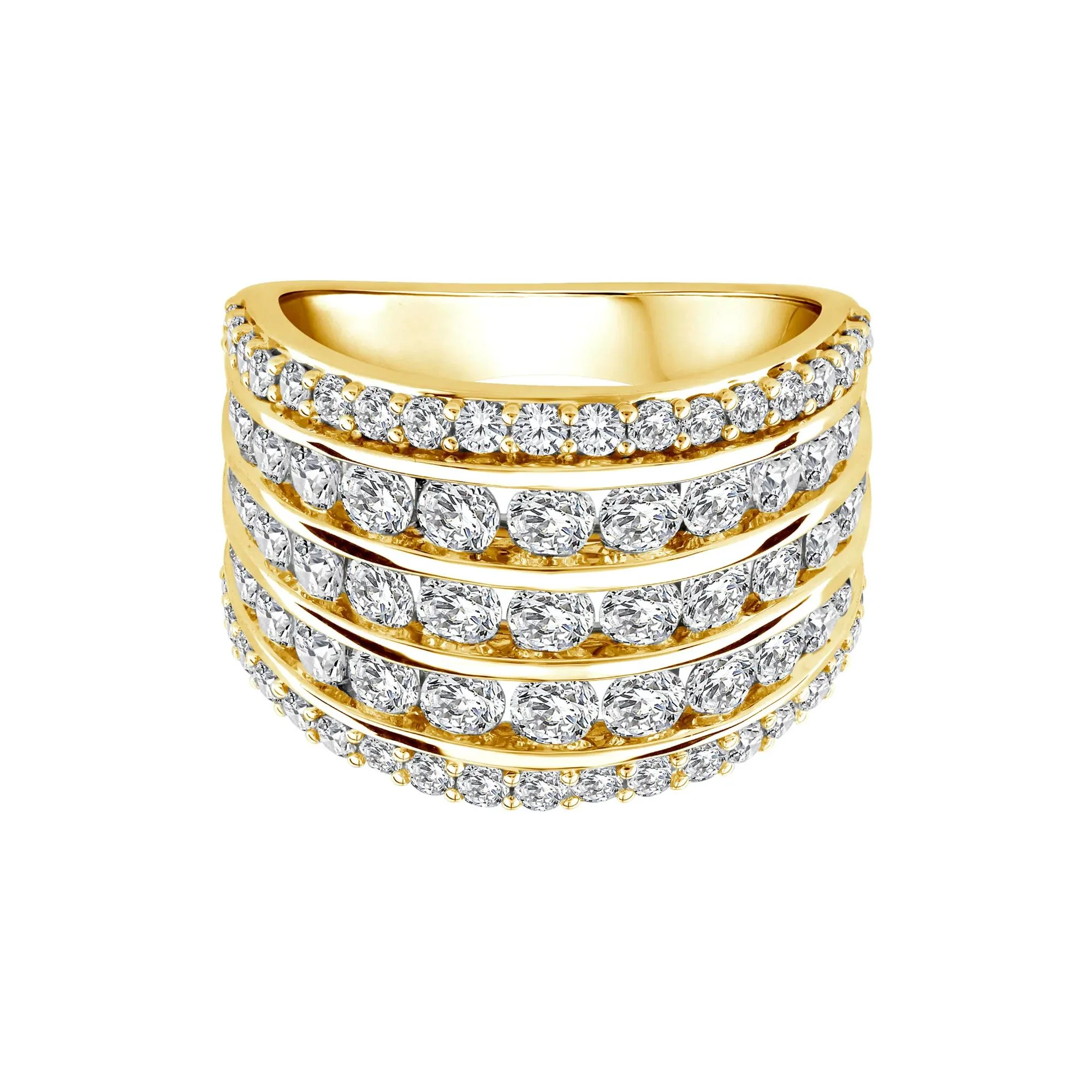 3 CT. Tw. Lab Grown Diamond Five-Row Anniversary Band Ring 10K Yellow Gold Size 8