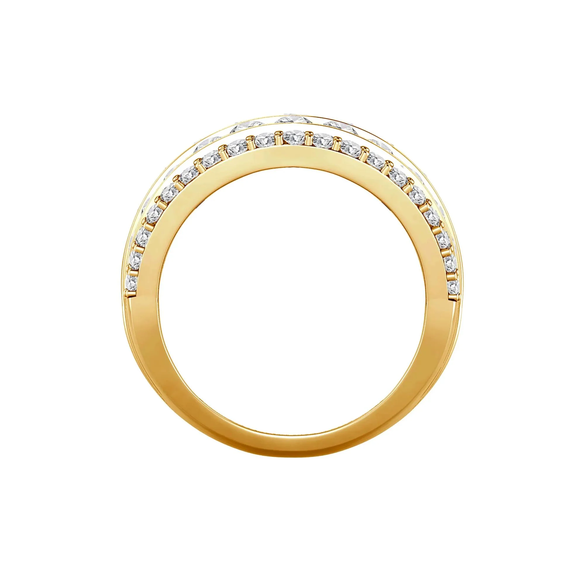 3 CT. Tw. Lab Grown Diamond Five-Row Anniversary Band Ring 10K Yellow Gold Size 8 - Image 2