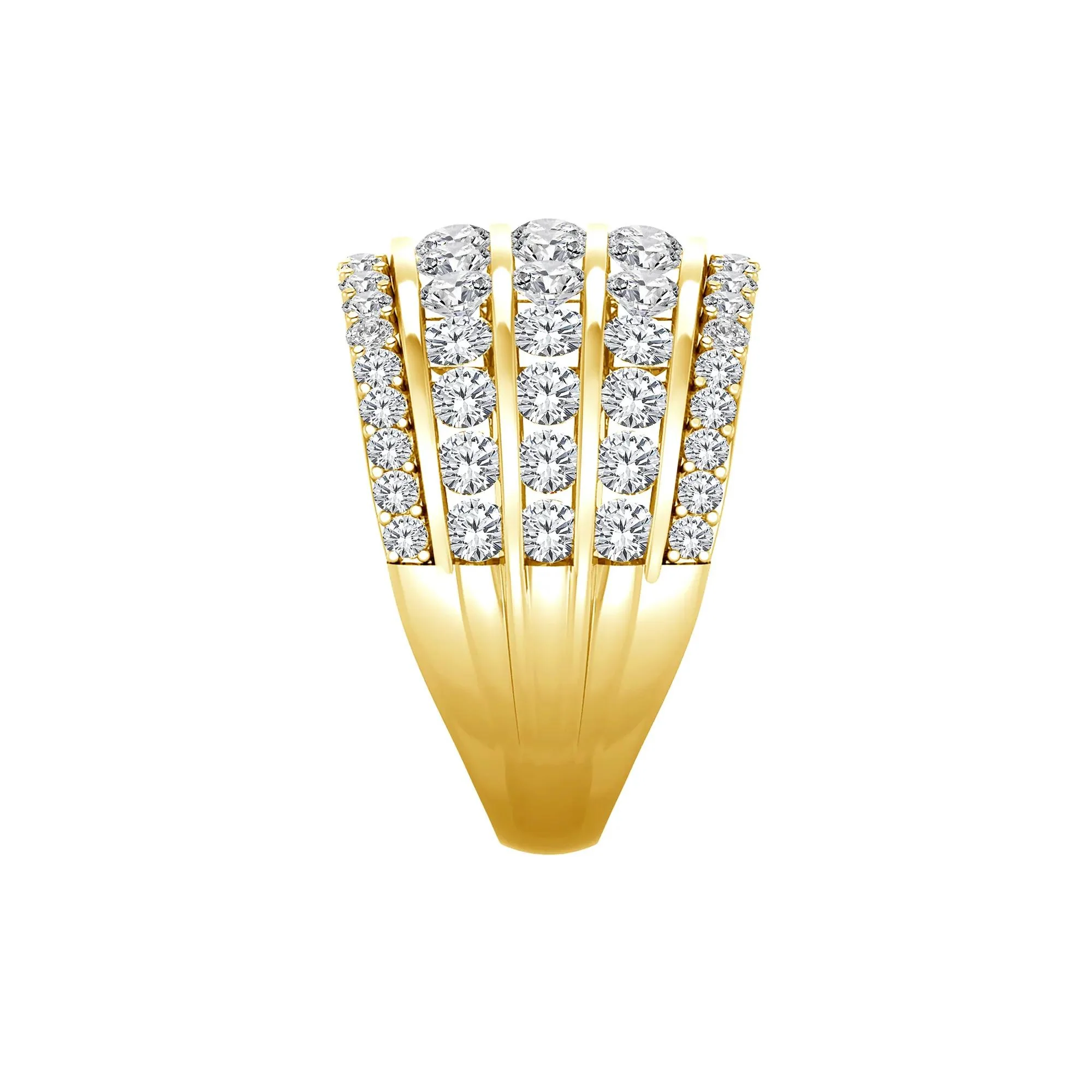 3 CT. Tw. Lab Grown Diamond Five-Row Anniversary Band Ring 10K Yellow Gold Size 9 - Image 3