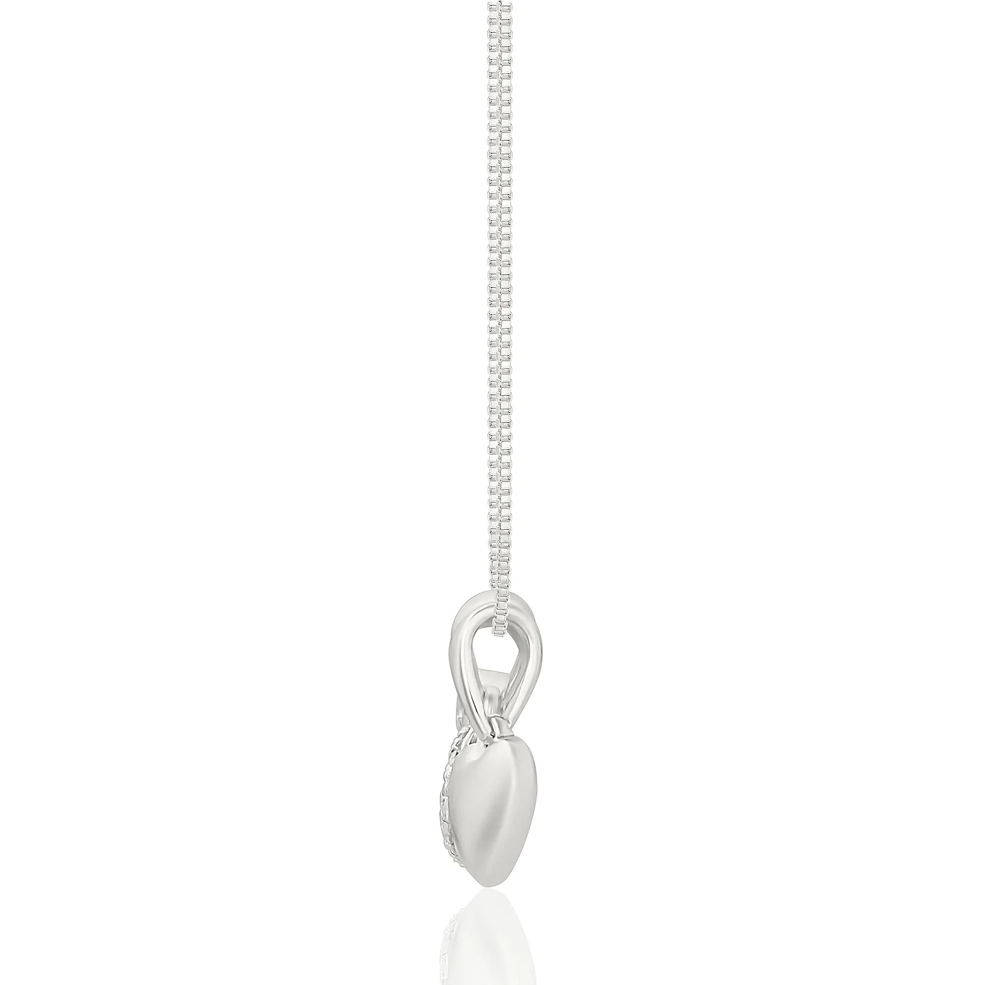 Diamond Accent Double Heart Charm Pendant .925 Sterling Silver White Size 8.00mm - Image 2