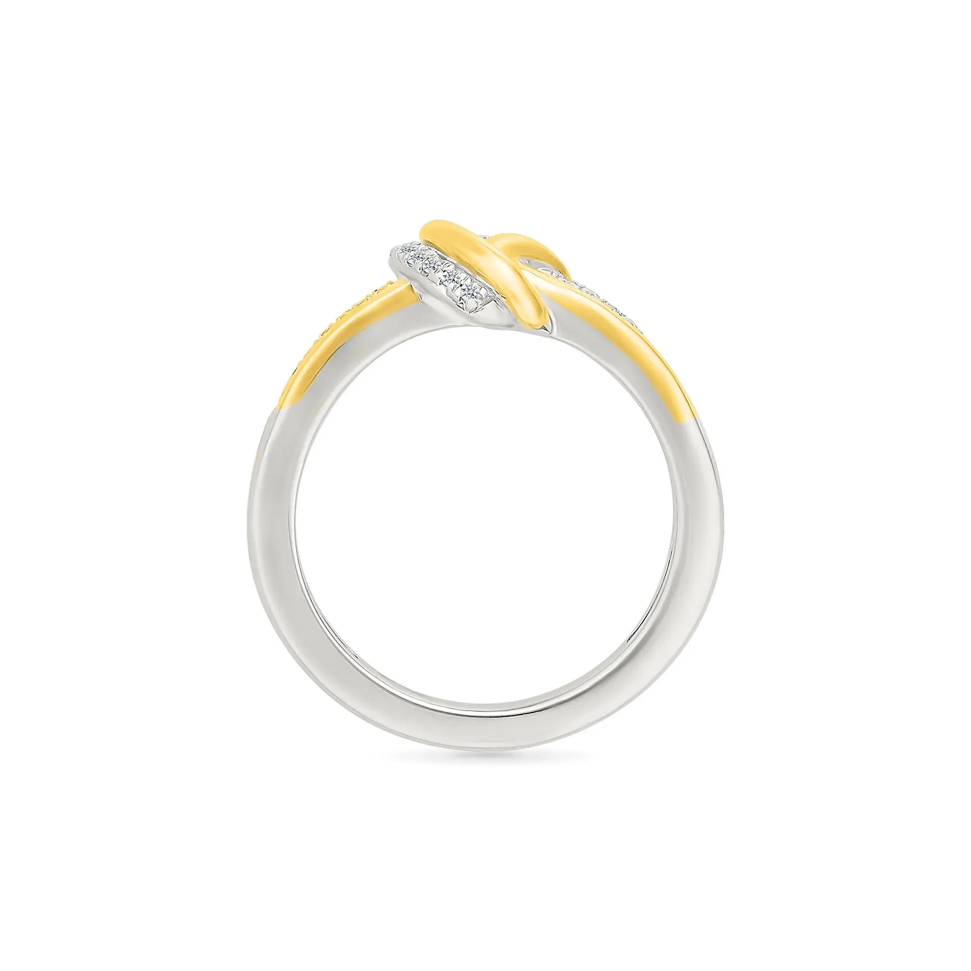 1/10 CT. Tw. Diamond Knot Ring .925 Sterling Silver and 10K Yellow Gold White Size 6 1mm - Image 4