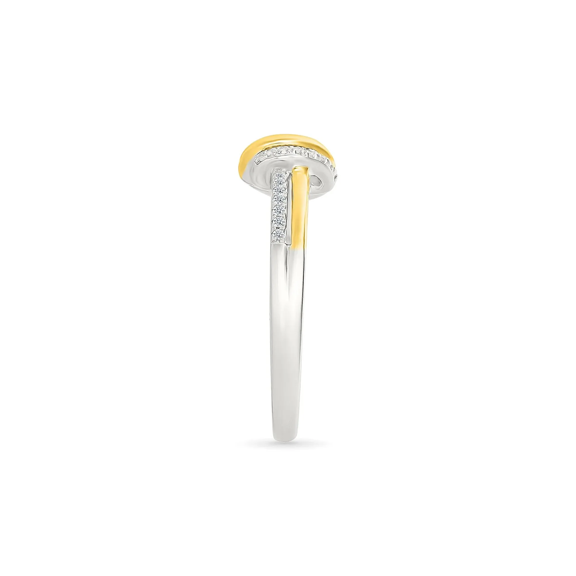 1/10 CT. Tw. Diamond Knot Ring .925 Sterling Silver and 10K Yellow Gold White Size 7 1mm