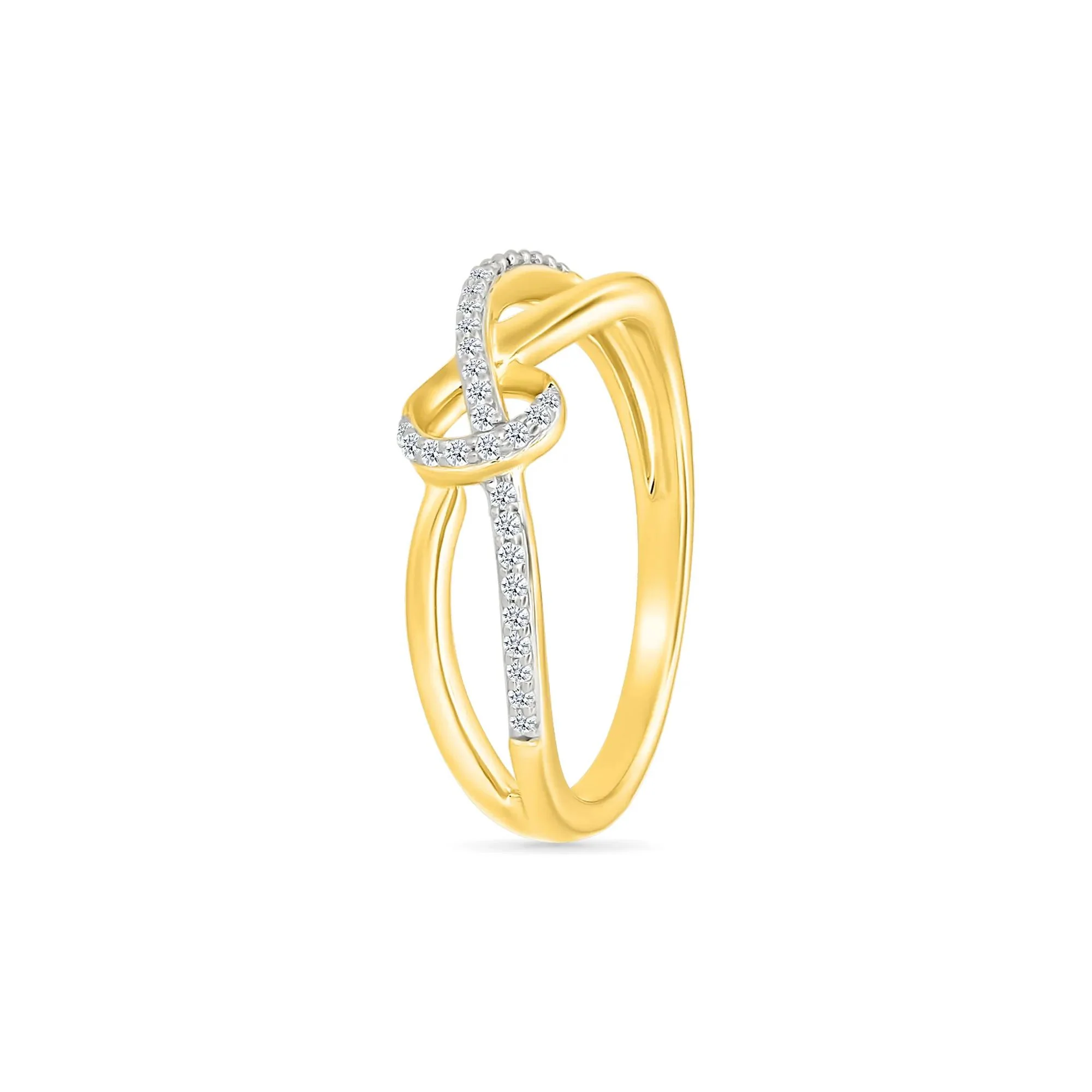 1/8 CT. Tw. Diamond Knot Ring 10K Yellow Gold Size 8.5 2mm - Image 4