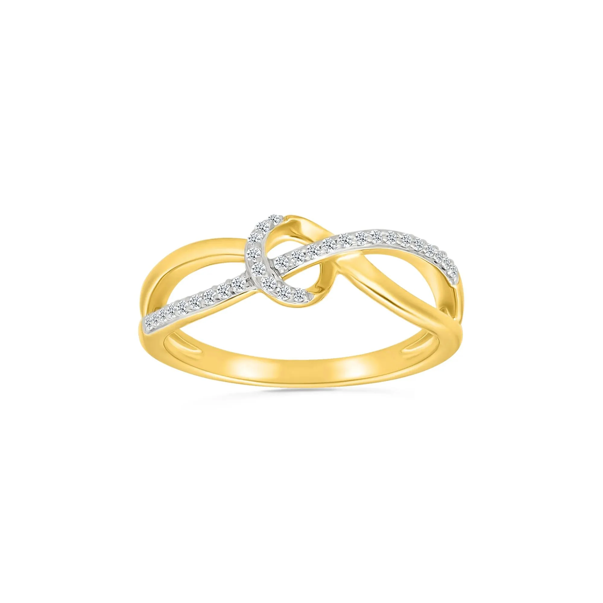 1/8 CT. Tw. Diamond Knot Ring 10K Yellow Gold Size 8.5 2mm - Image 5