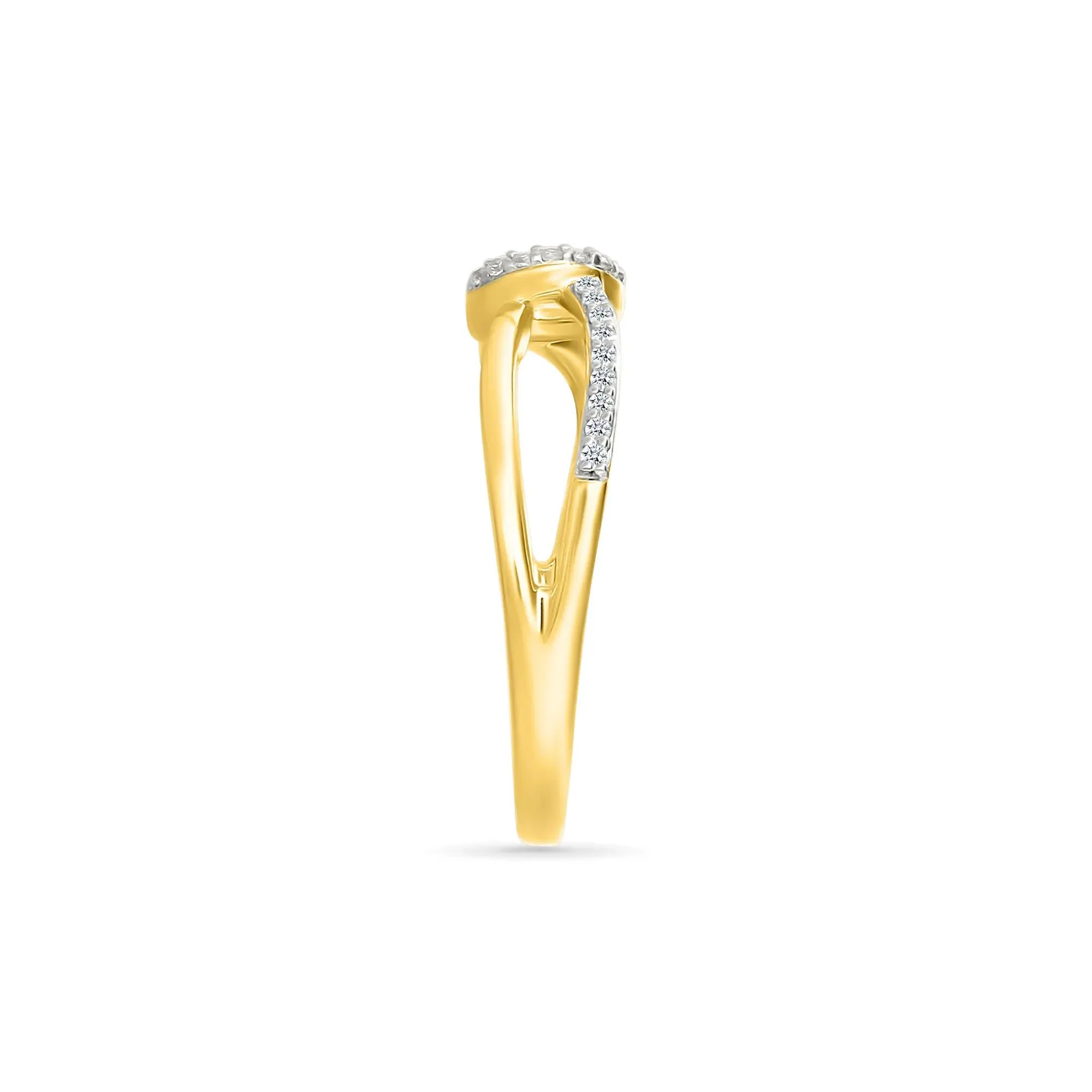 1/8 CT. Tw. Diamond Knot Ring 10K Yellow Gold Size 9 2mm - Image 2