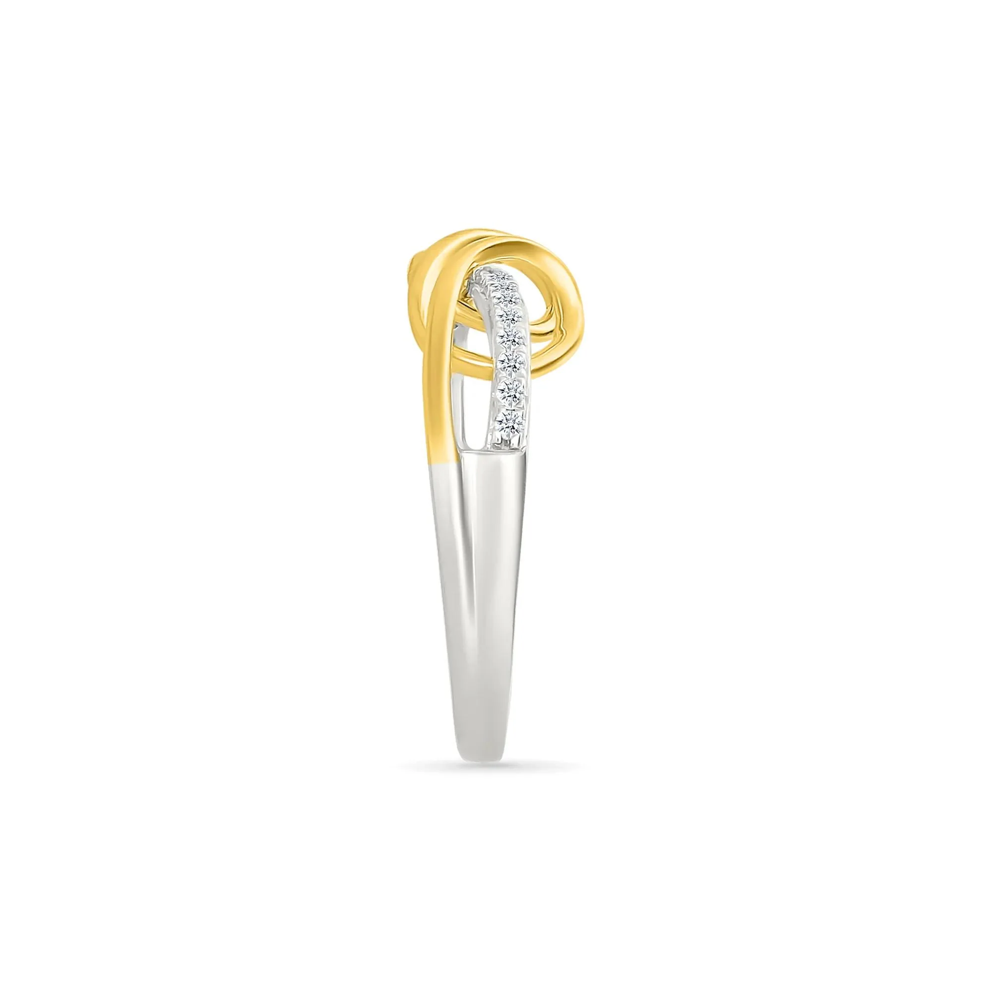 1/8 CT. Tw. Diamond Twist Ring .925 Sterling Silver and 10K Yellow Gold White Size 8 2mm - Image 3