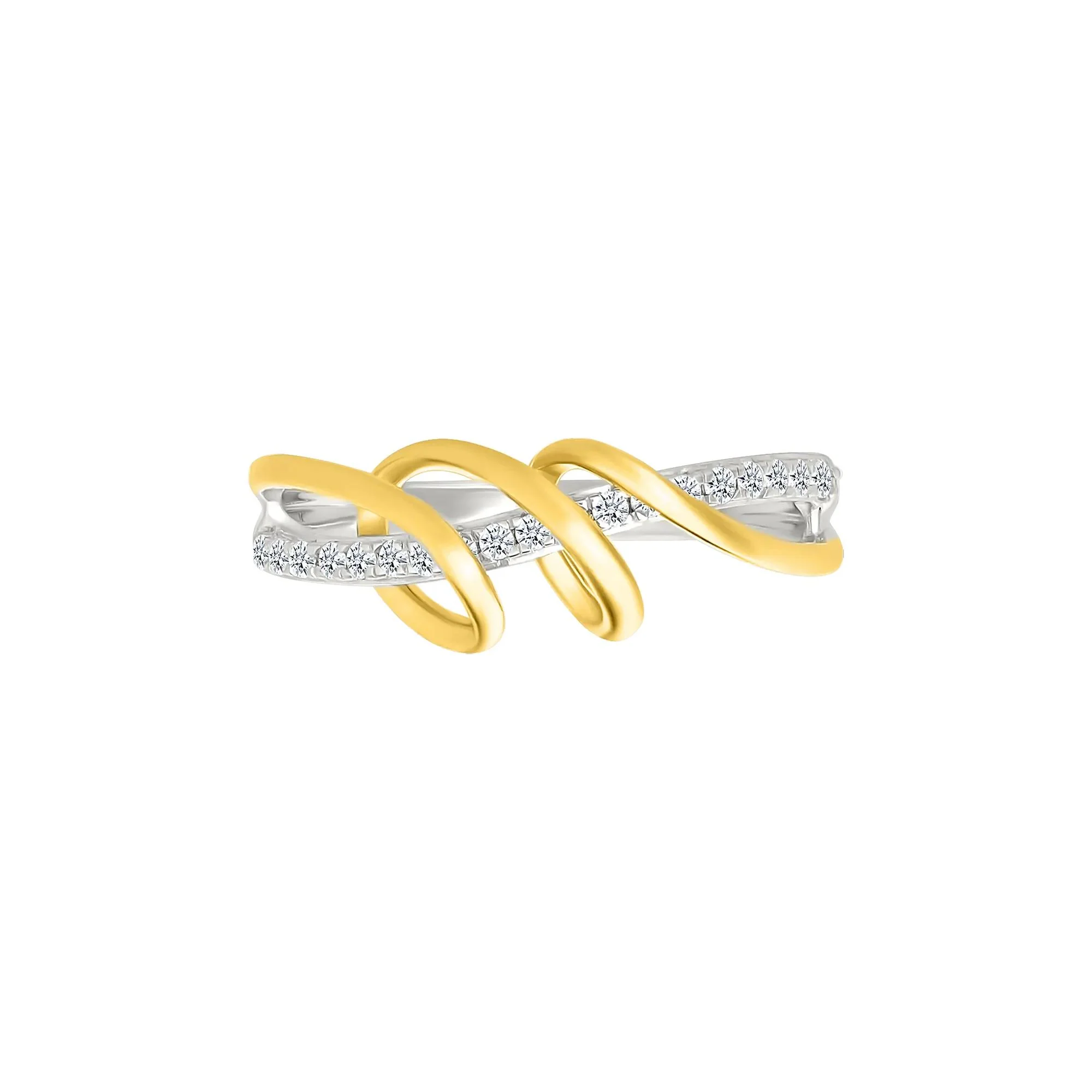1/8 CT. Tw. Diamond Twist Ring .925 Sterling Silver and 10K Yellow Gold White Size 8 2mm - Image 4