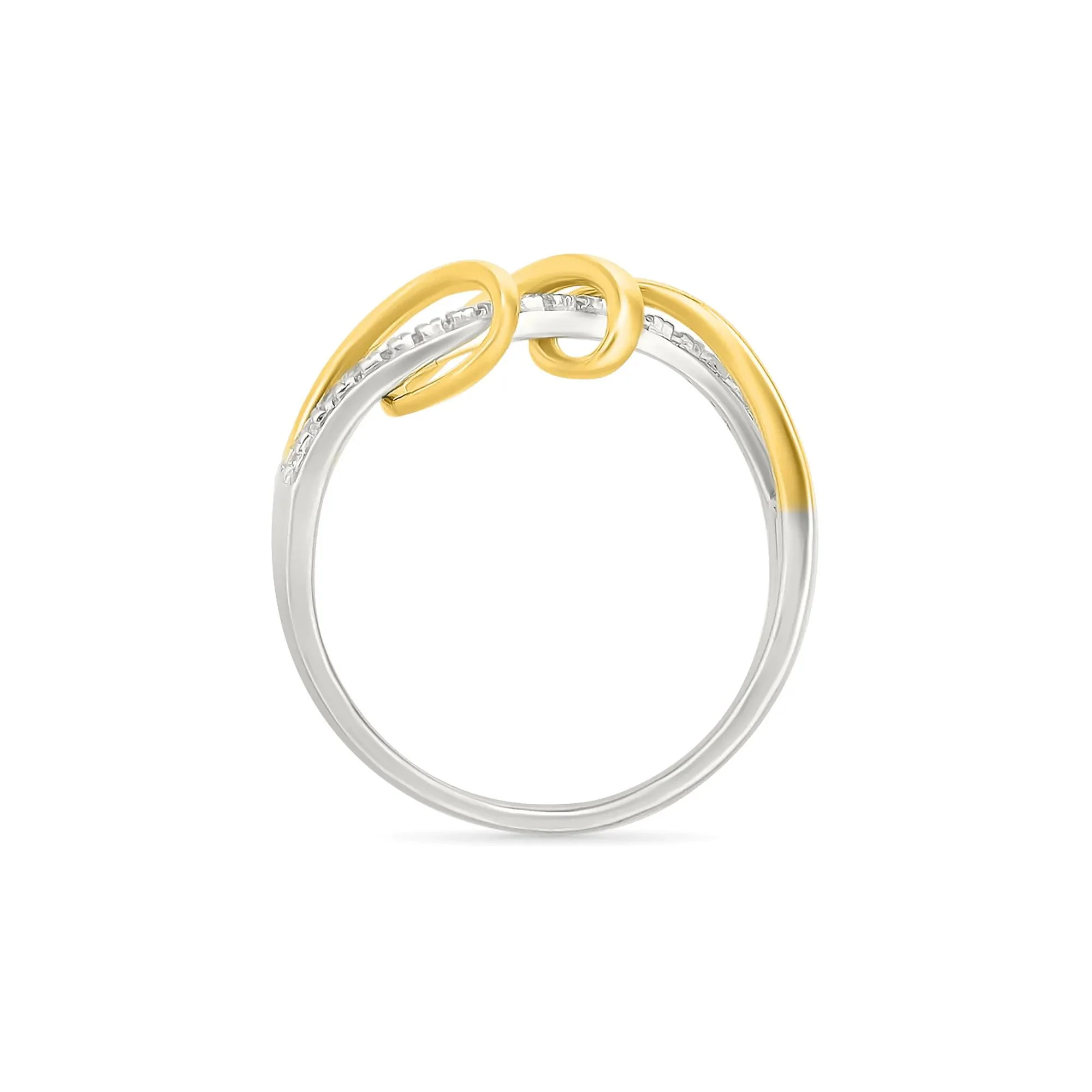 1/8 CT. Tw. Diamond Twist Ring .925 Sterling Silver and 10K Yellow Gold White Size 8.5 2mm - Image 2