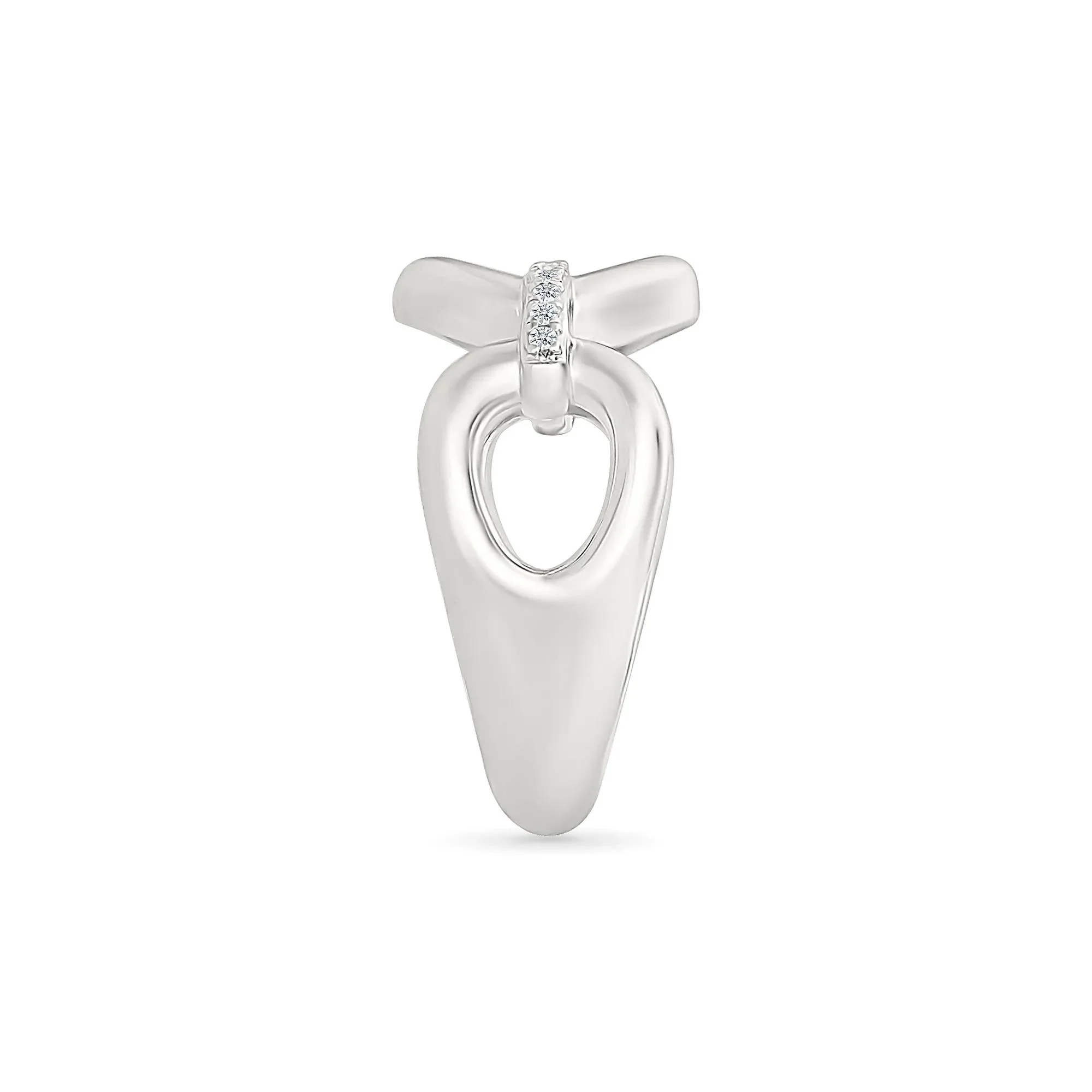 Diamond Accent Link Ring .925 Sterling Silver White Size 7 3mm - Image 4