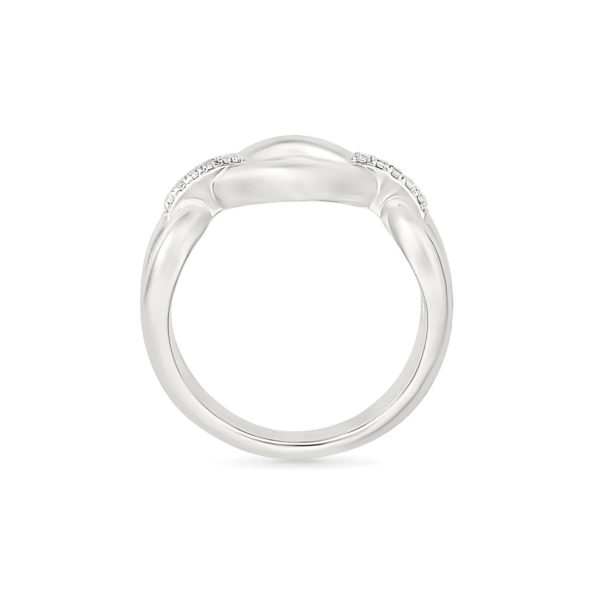Diamond Accent Link Ring .925 Sterling Silver White Size 8 3mm - Image 3