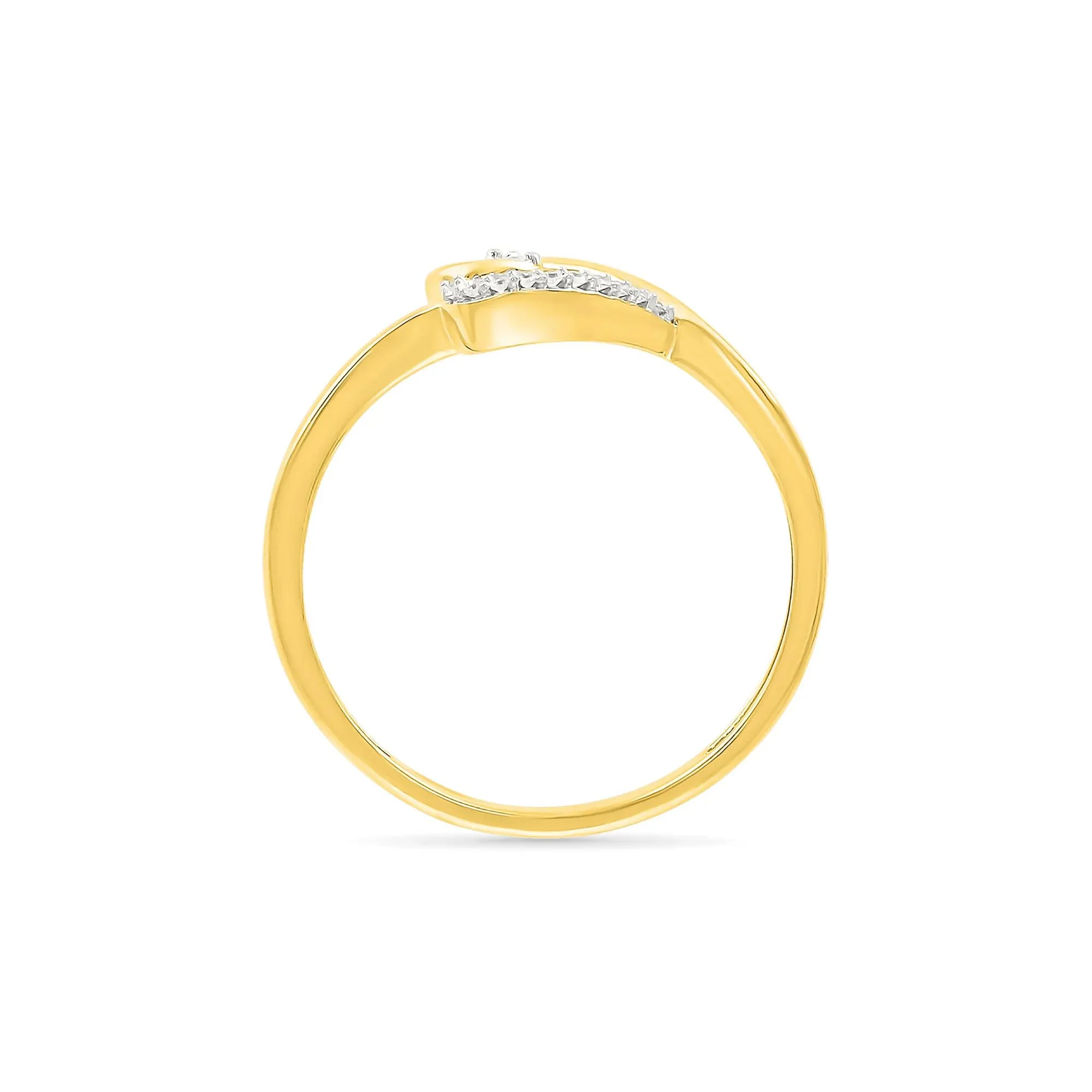 Diamond Accent Heart Ring 10K Yellow Gold Round Brilliant Cut Size 5.5 1mm - Image 2