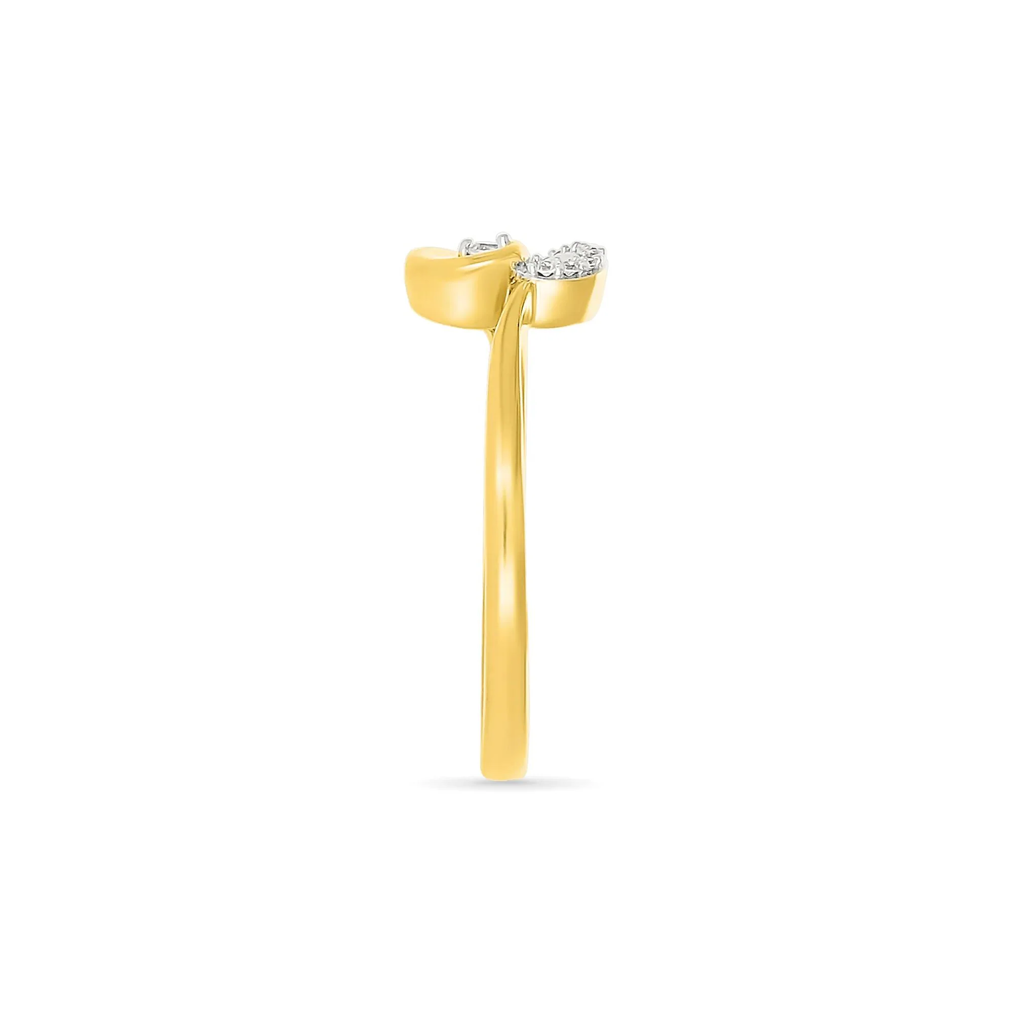 Diamond Accent Heart Ring 10K Yellow Gold Round Brilliant Cut Size 5.5 1mm - Image 3