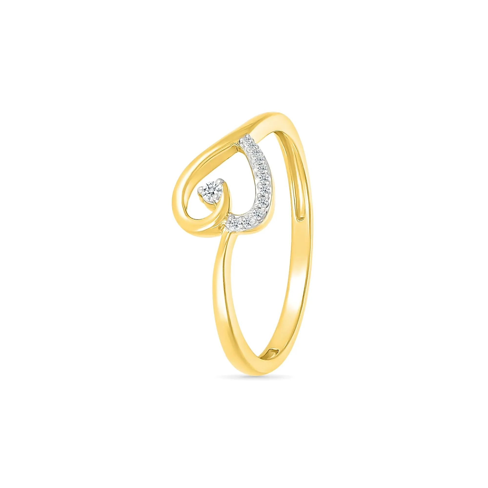 Diamond Accent Heart Ring 10K Yellow Gold Round Brilliant Cut Size 6.5 1mm - Image 5