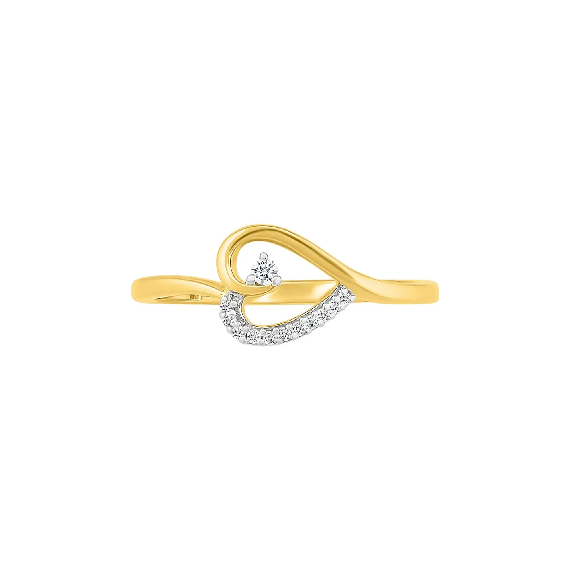 Diamond Accent Heart Ring 10K Yellow Gold Round Brilliant Cut Size 8.5 1mm - Image 4