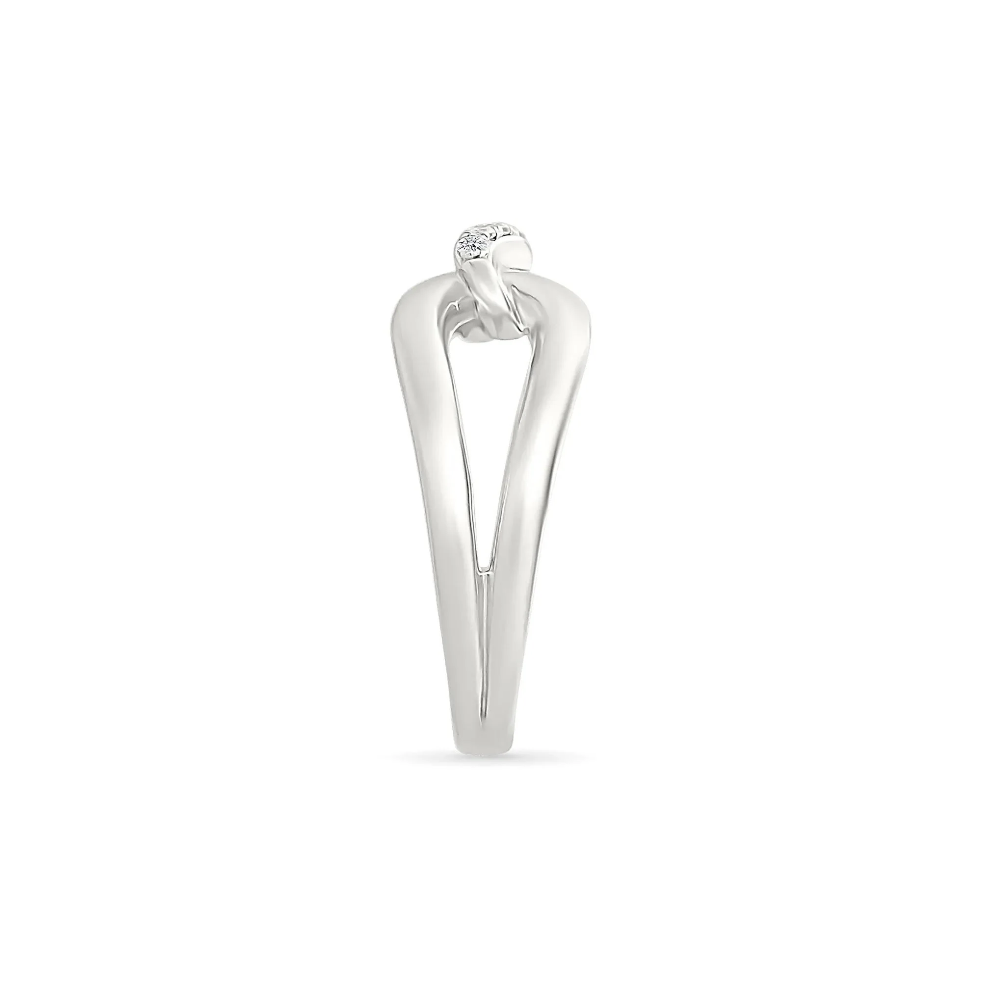 Diamond Accent Link Ring .925 Sterling Silver Round Brilliant Cut White Size 6.5 2mm - Image 2