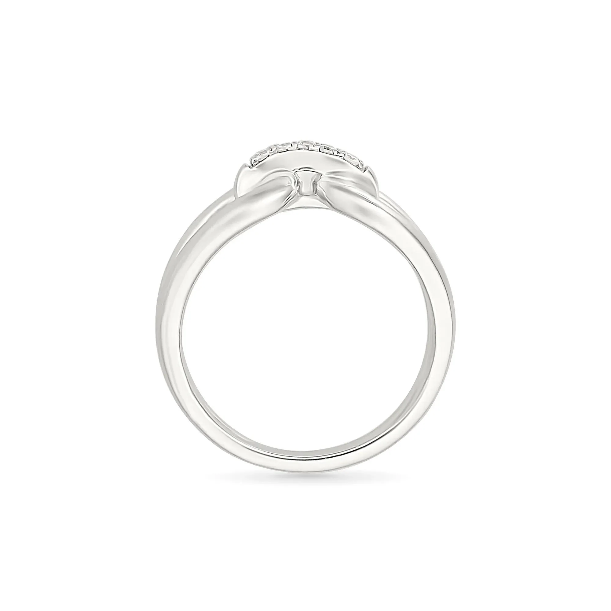 Diamond Accent Link Ring .925 Sterling Silver Round Brilliant Cut White Size 9 2mm