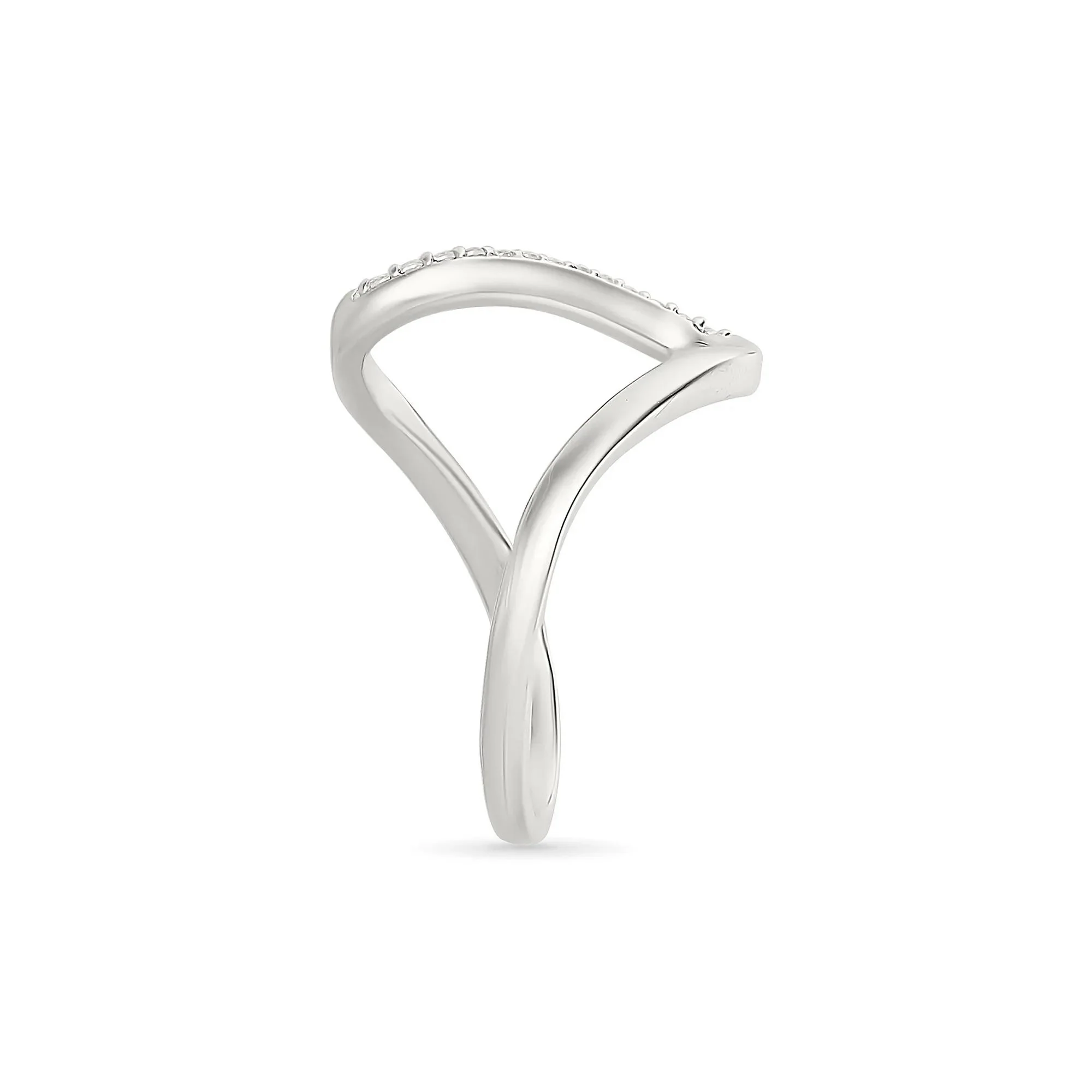 1/10 CT. Tw. Diamond Wavy Ring .925 Sterling Silver White Size 7 1mm - Image 3