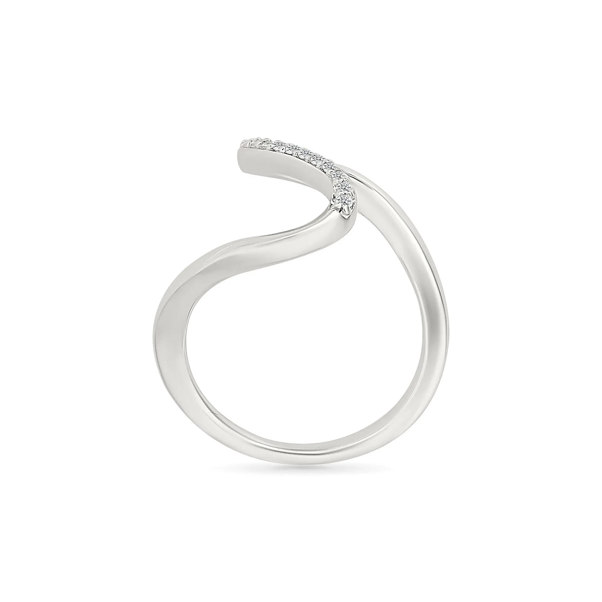 1/10 CT. Tw. Diamond Wavy Ring .925 Sterling Silver White Size 8 1mm - Image 2