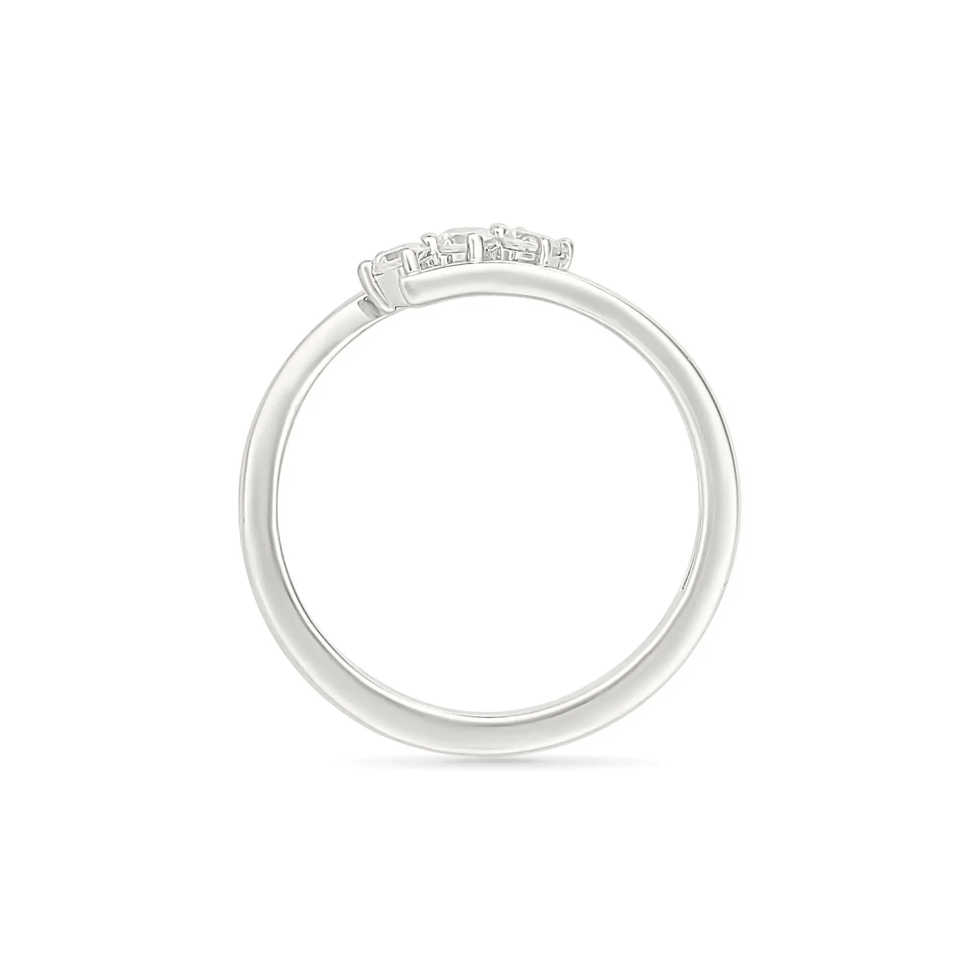 1/5 CT. Tw. Diamond Three-Stone Bypass Ring 10K White Gold Round Brilliant Cut Size 10 2mm - Image 2