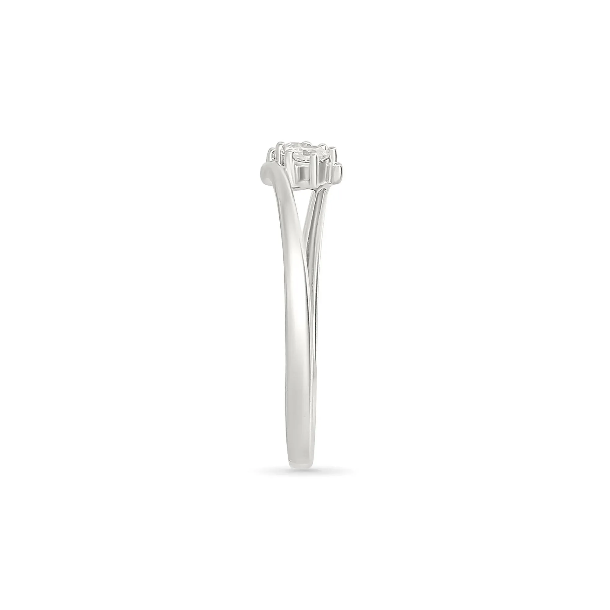 1/5 CT. Tw. Diamond Three-Stone Bypass Ring 10K White Gold Round Brilliant Cut Size 7 2mm - Image 3