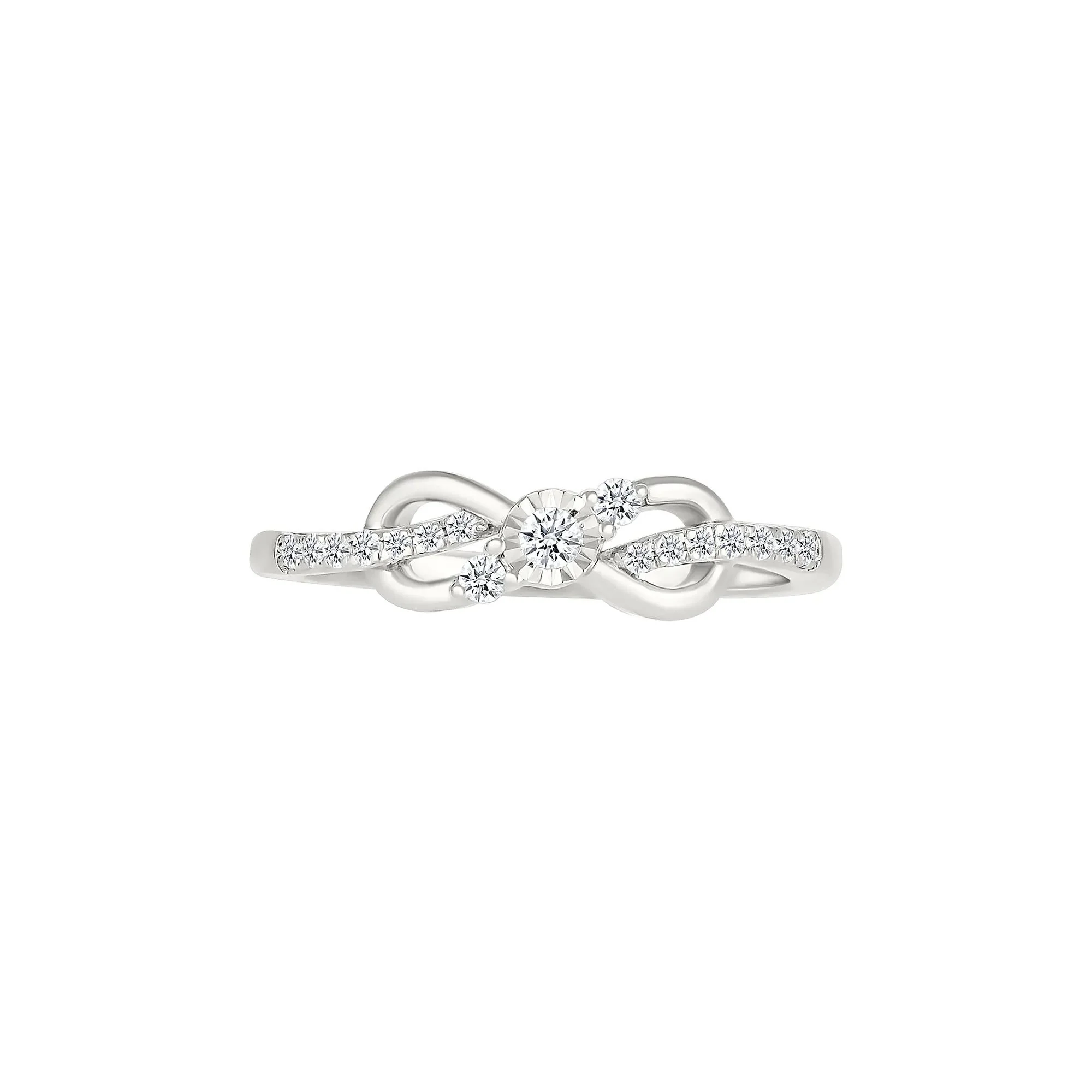 Diamond Accent Infinity Knot Ring .925 Sterling Silver Round Brilliant Cut White Size 6 2mm - Image 3