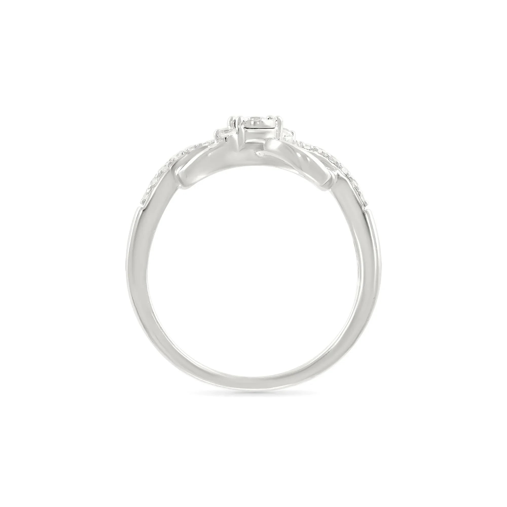 Diamond Accent Infinity Knot Ring .925 Sterling Silver Round Brilliant Cut White Size 9 2mm