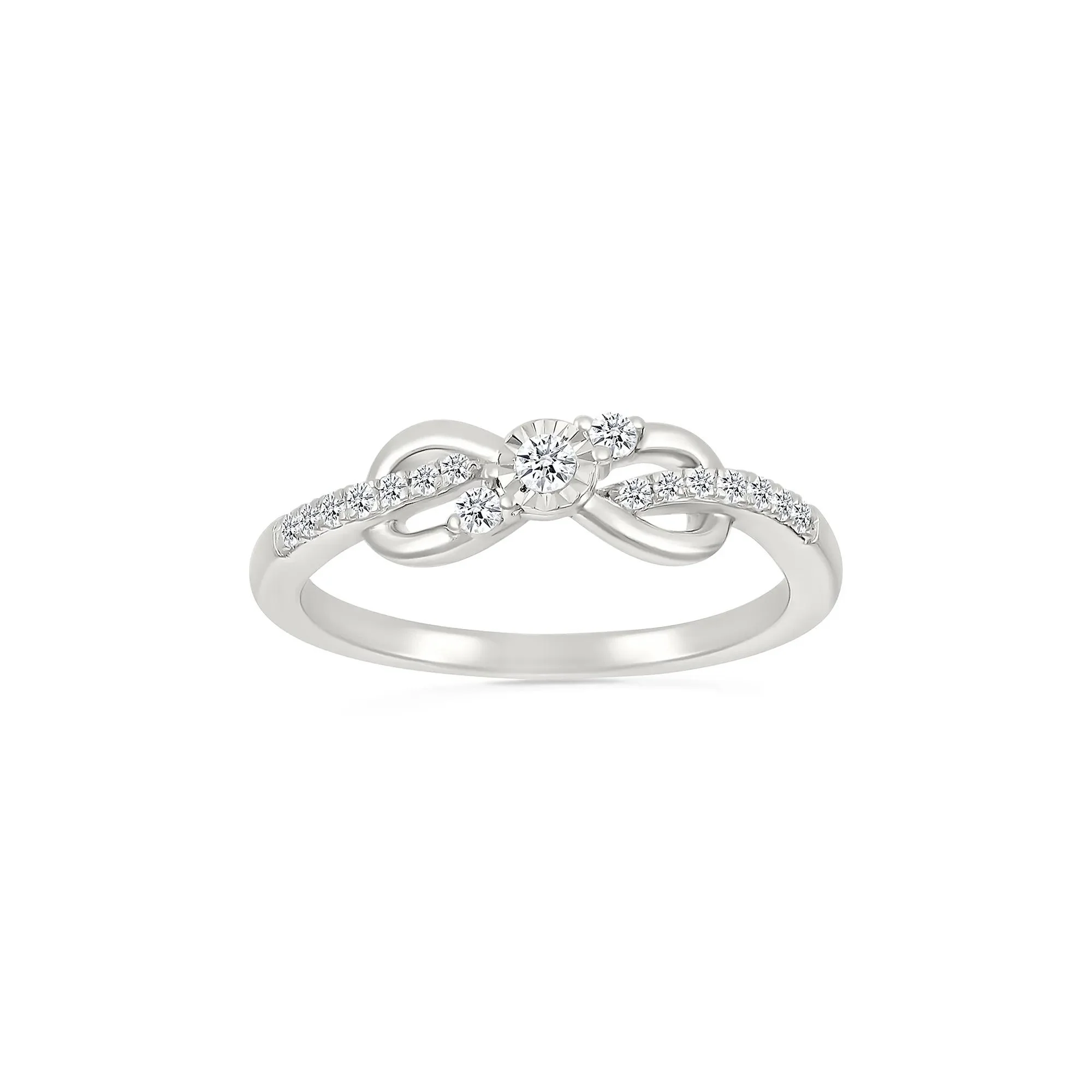 Diamond Accent Infinity Knot Ring .925 Sterling Silver Round Brilliant Cut White Size 9.5 2mm - Image 4