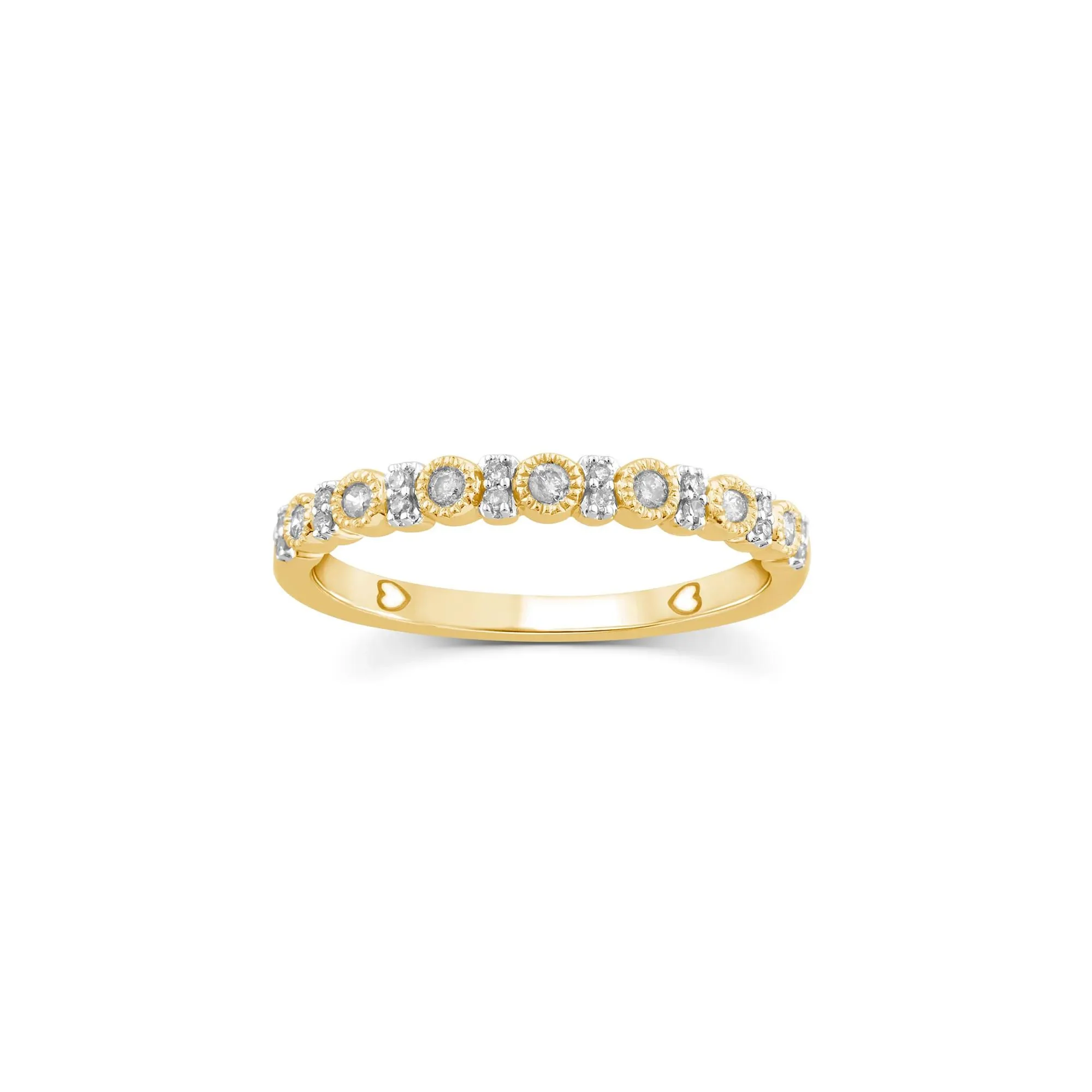1/7 CT. Tw. Diamond Stack Band Ring 10K Yellow Gold Round Brilliant Cut Size 6