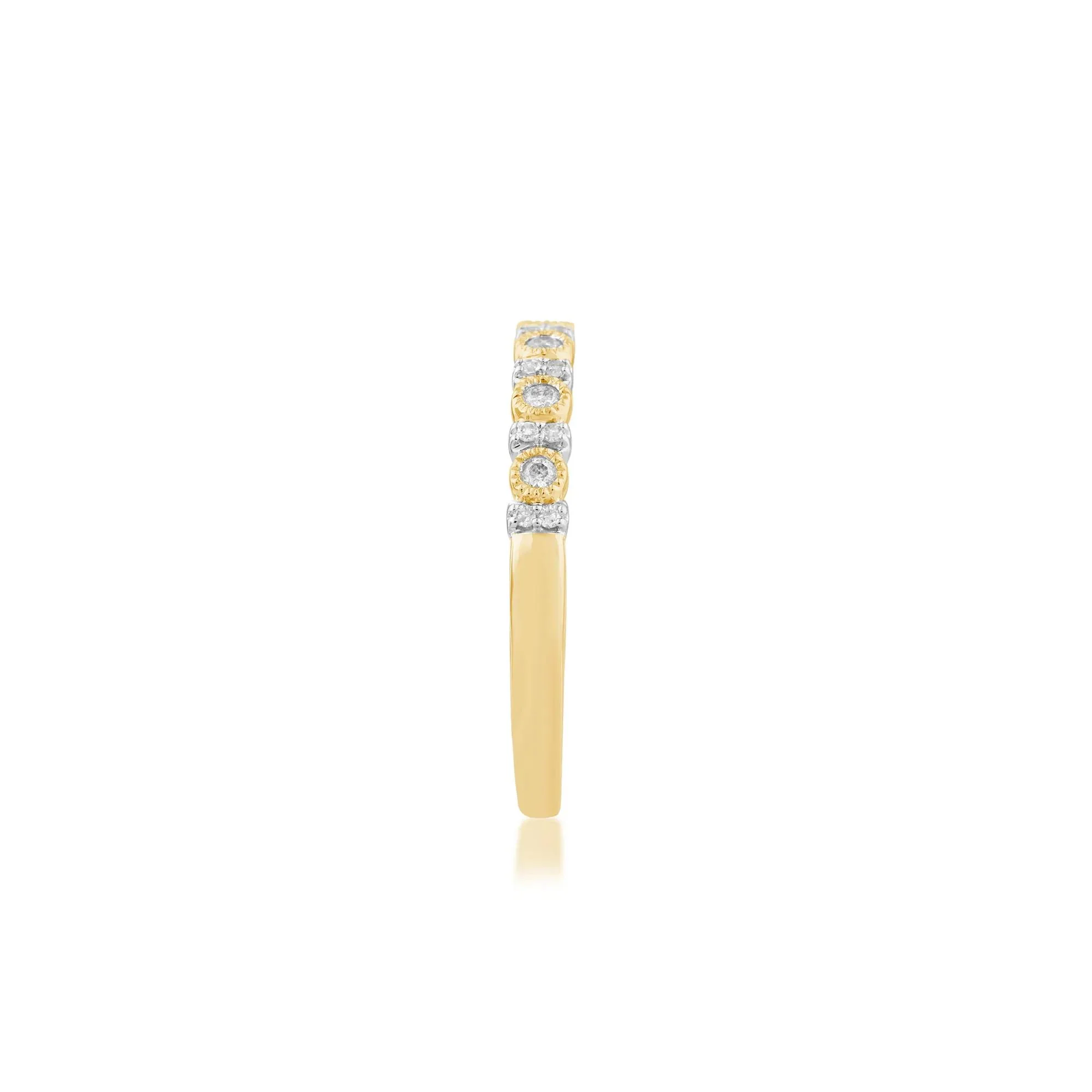 1/7 CT. Tw. Diamond Stack Band Ring 10K Yellow Gold Round Brilliant Cut Size 7.5 - Image 3