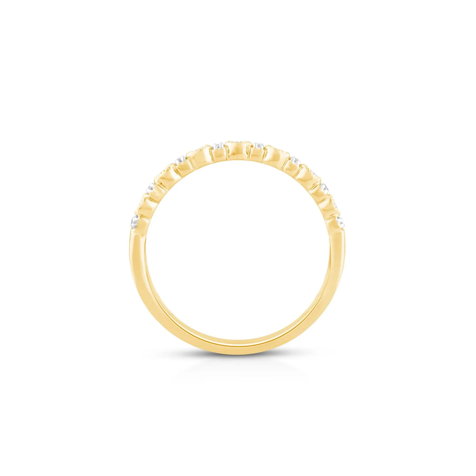 1/7 CT. Tw. Diamond Stack Band Ring 10K Yellow Gold Round Brilliant Cut Size 8 - Image 2