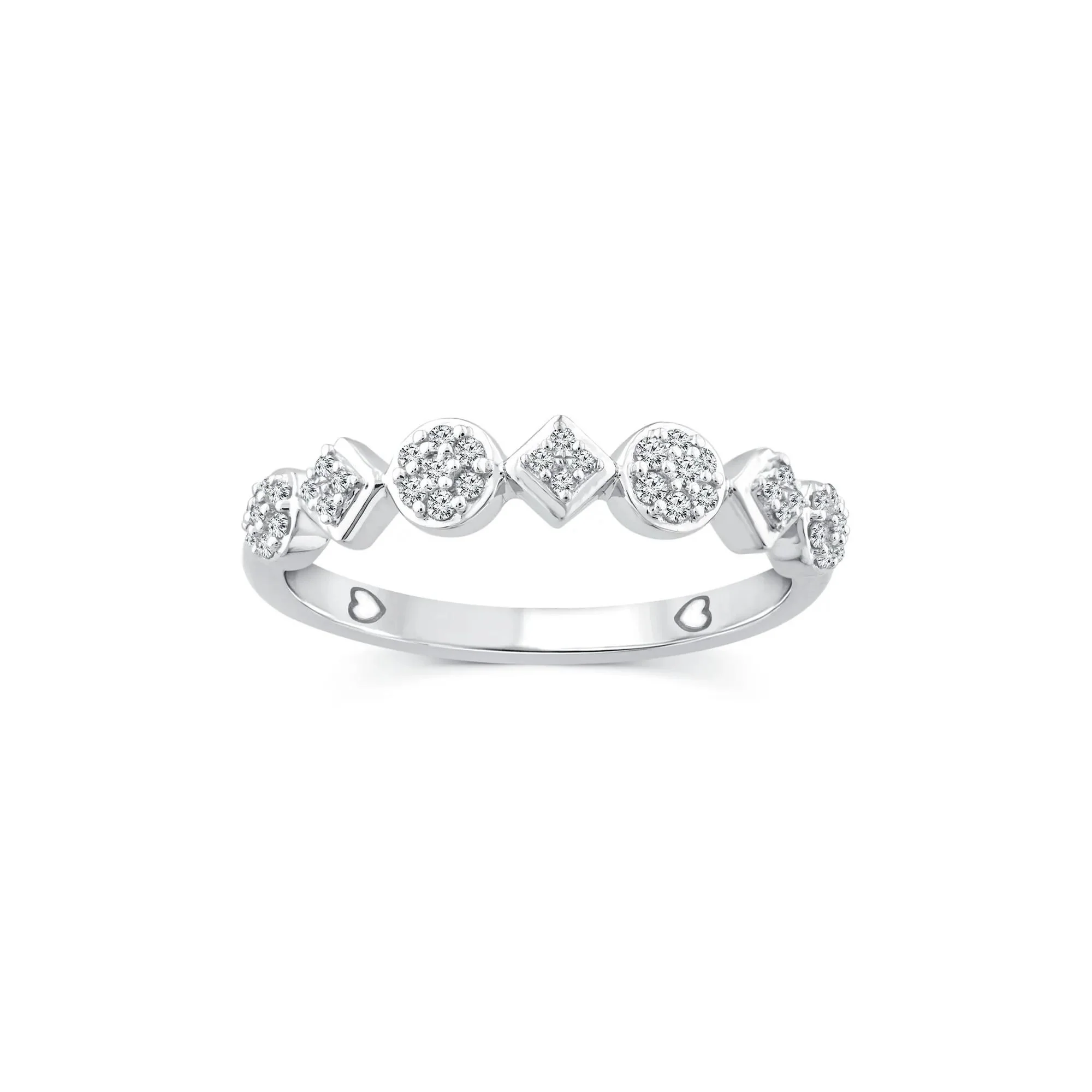 1/7 CT. Tw. Diamond Cluster Stack Band Ring 10K White Gold Size 6