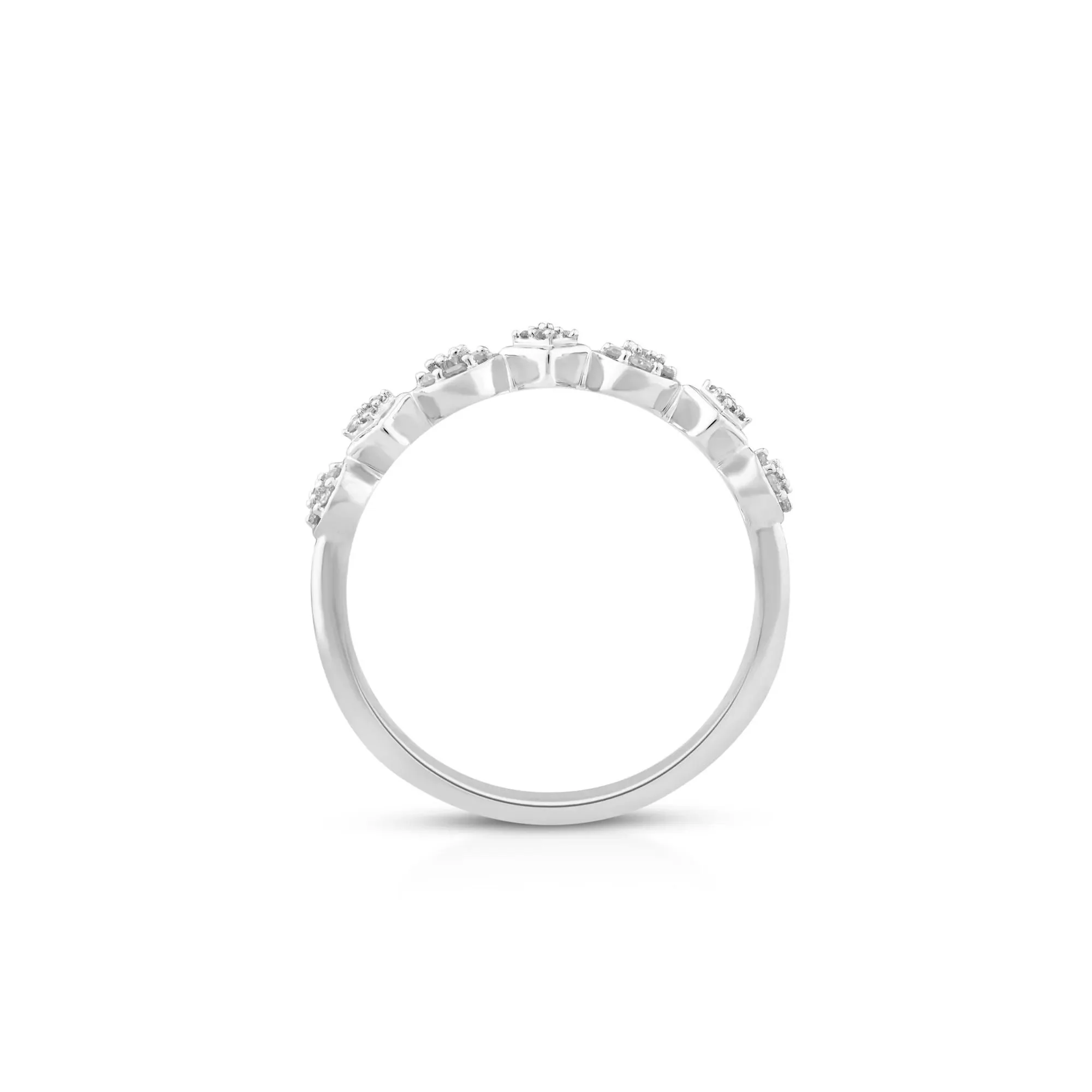 1/7 CT. Tw. Diamond Cluster Stack Band Ring 10K White Gold Size 6.5 - Image 2