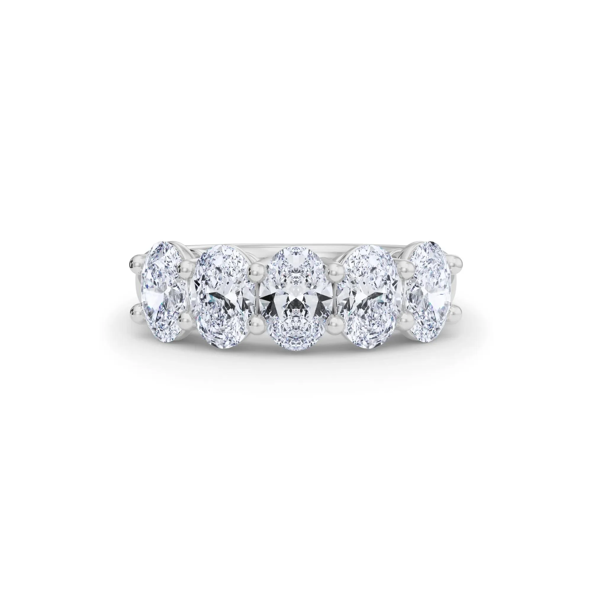 3 CT. Tw. Lab Grown Diamond Five-Stone Anniversary Band Ring 14K White Gold Size 6.5 6.5mm