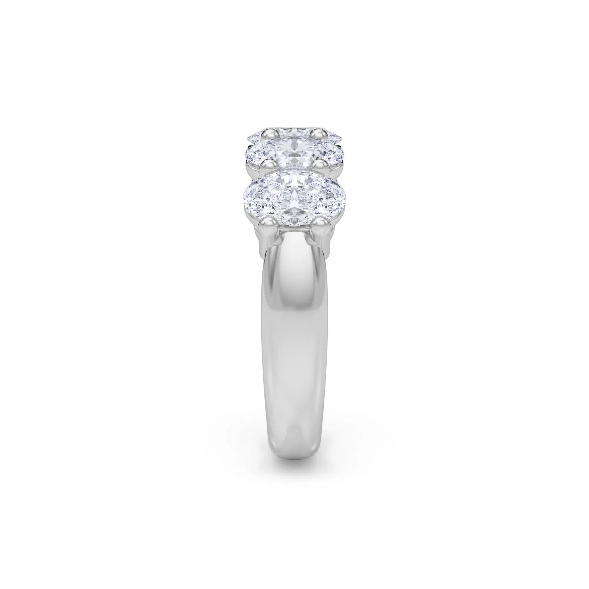 3 CT. Tw. Lab Grown Diamond Five-Stone Anniversary Band Ring 14K White Gold Size 6.5 6.5mm - Image 3