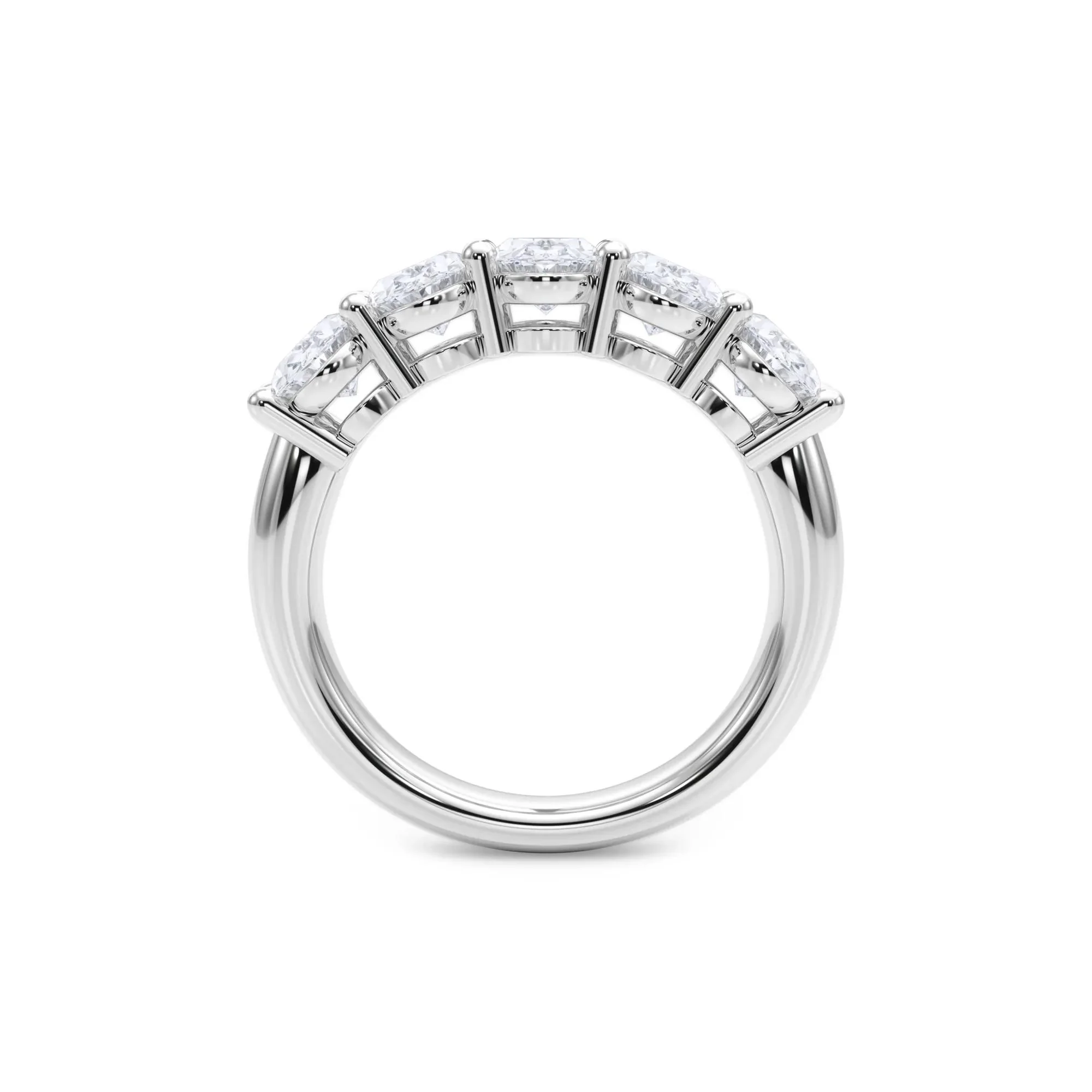 3 CT. Tw. Lab Grown Diamond Five-Stone Anniversary Band Ring 14K White Gold Size 9 6.5mm - Image 2