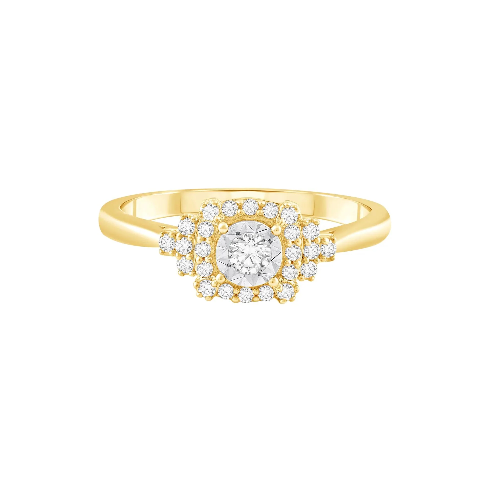 1/4 CT. Tw. Diamond Ring 10K Yellow Gold Round Brilliant Cut Size 8.5