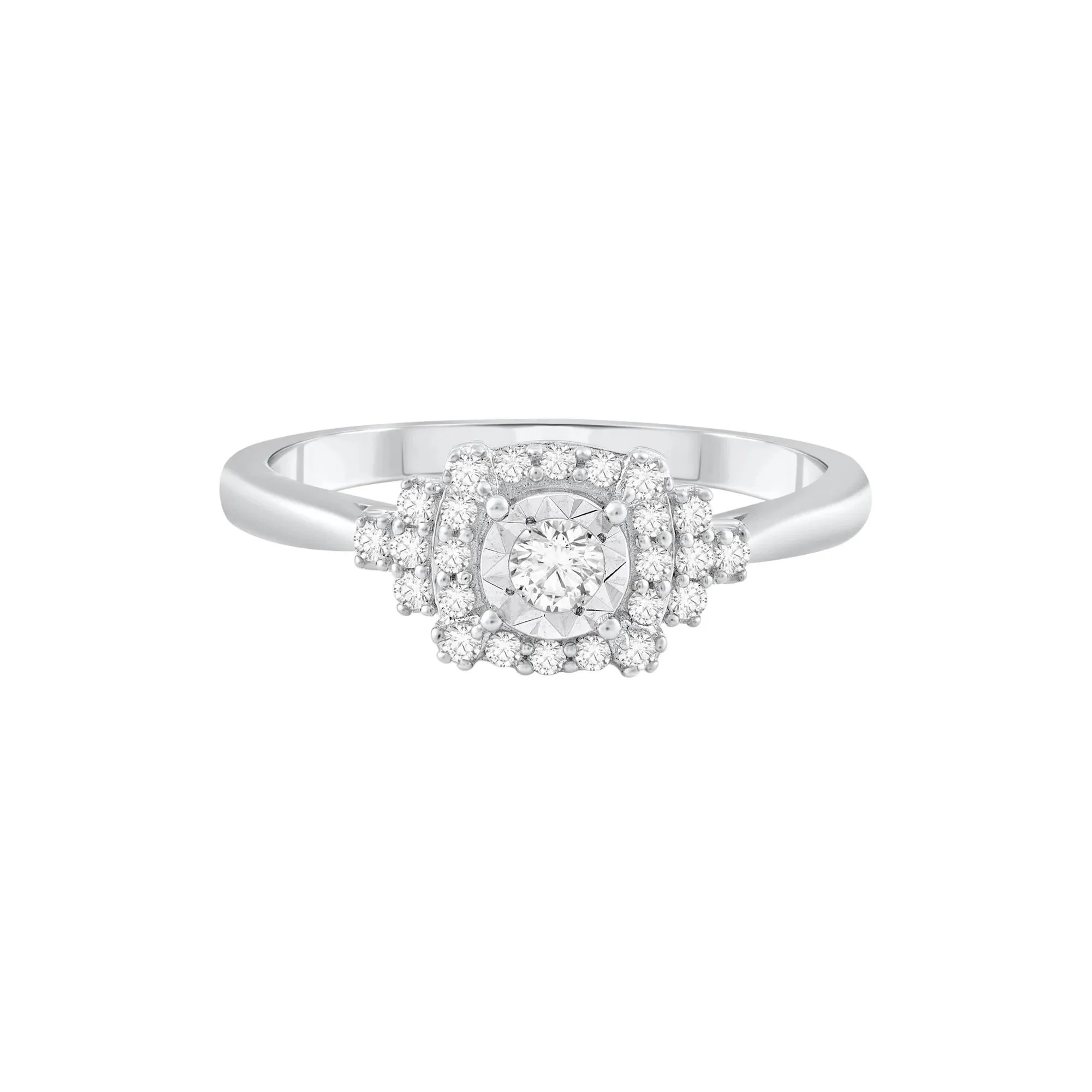 1/4 CT. Tw. Diamond Ring 10K White Gold Round Brilliant Cut Size 9