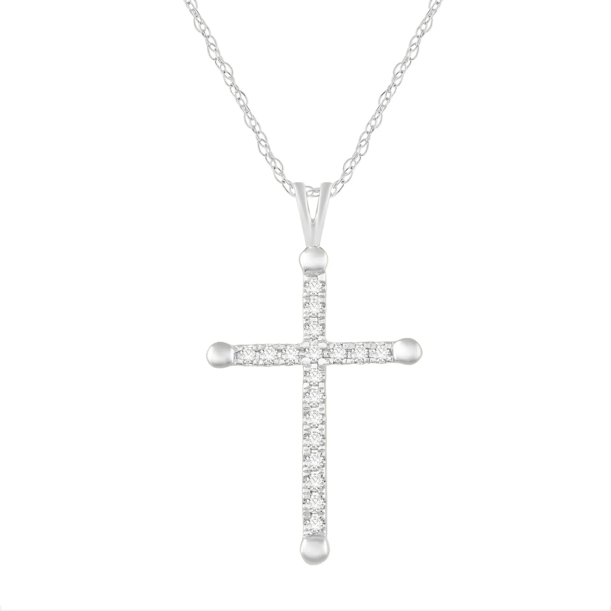 1/4 CT. Tw. Diamond Cross Pendant Necklace 10K White Gold Size 18"