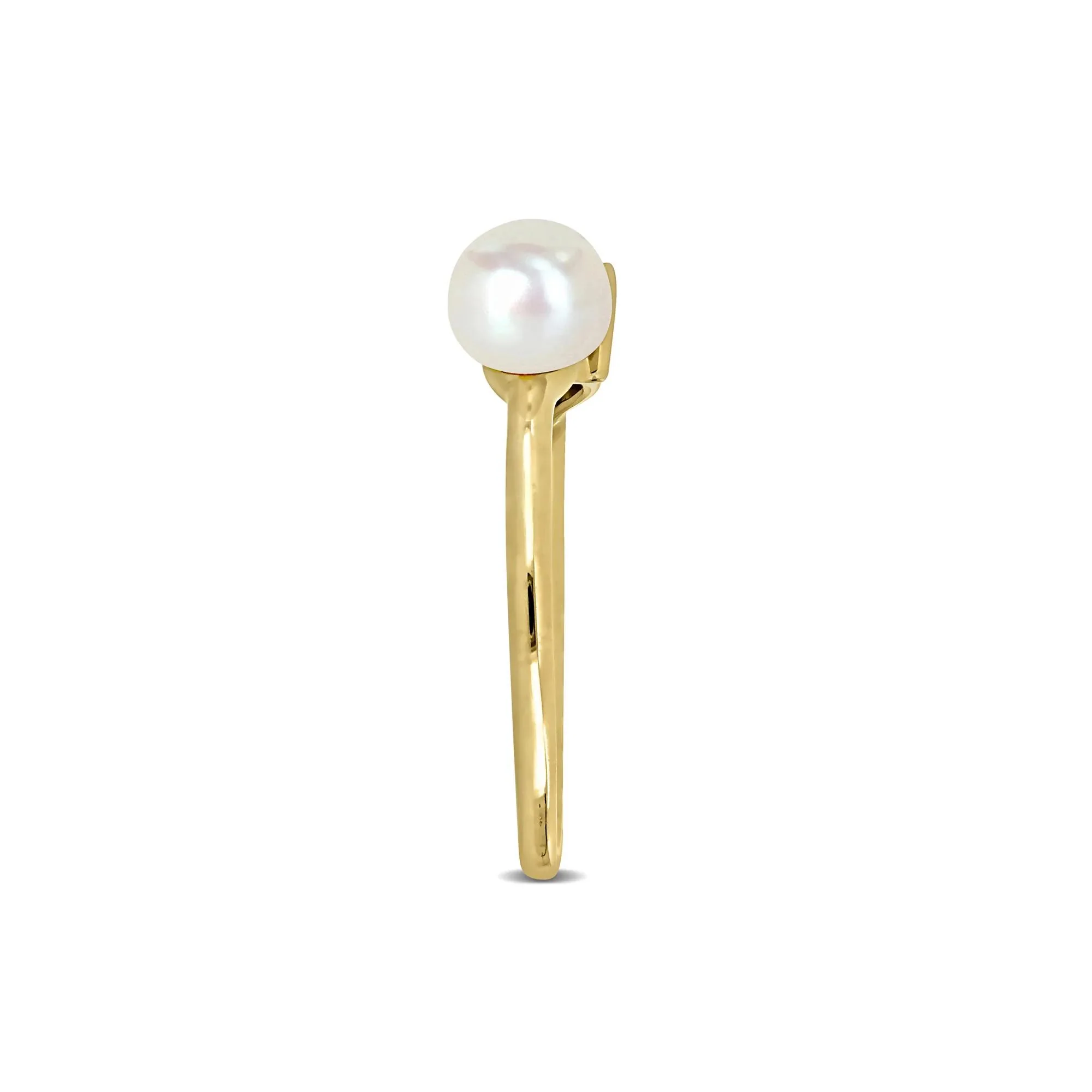 London Blue Topaz and Freshwater Pearl Bypass Ring 10K Yellow Gold Size 8 1.5mm - Image 2