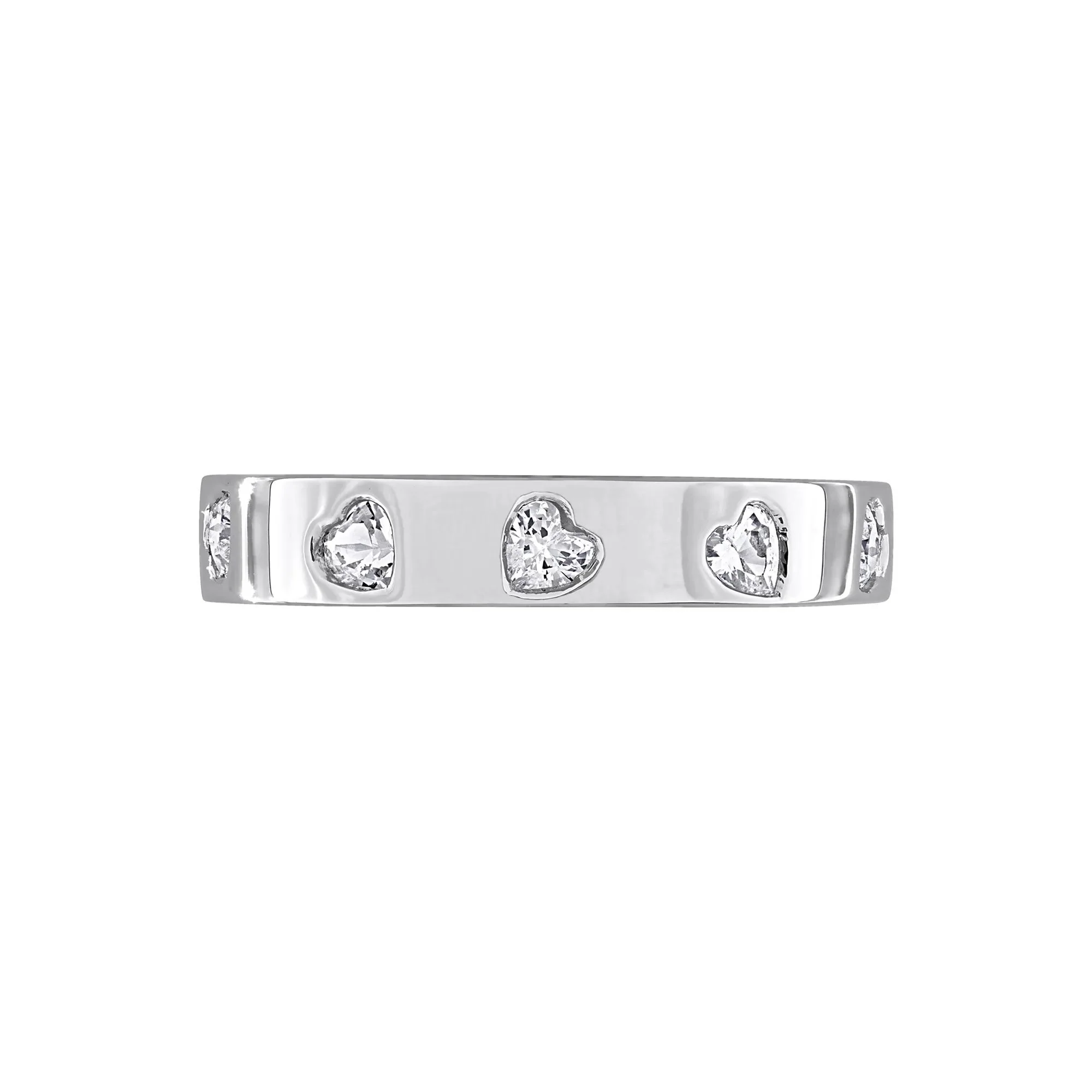Heart-Shaped Lab-Created White Sapphire Eternity Band Ring .925 Sterling Silver Size 5 4mm