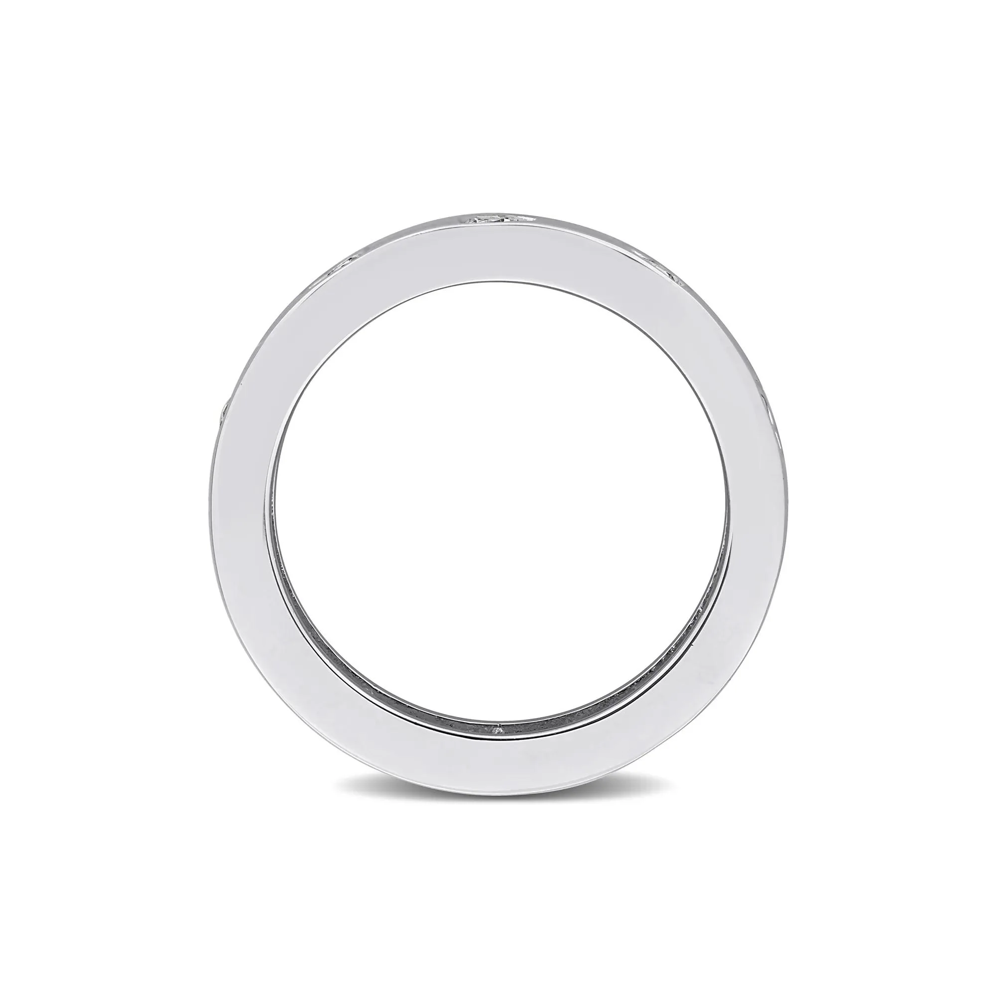 Heart-Shaped Lab-Created White Sapphire Eternity Band Ring .925 Sterling Silver Size 7 4mm - Image 2